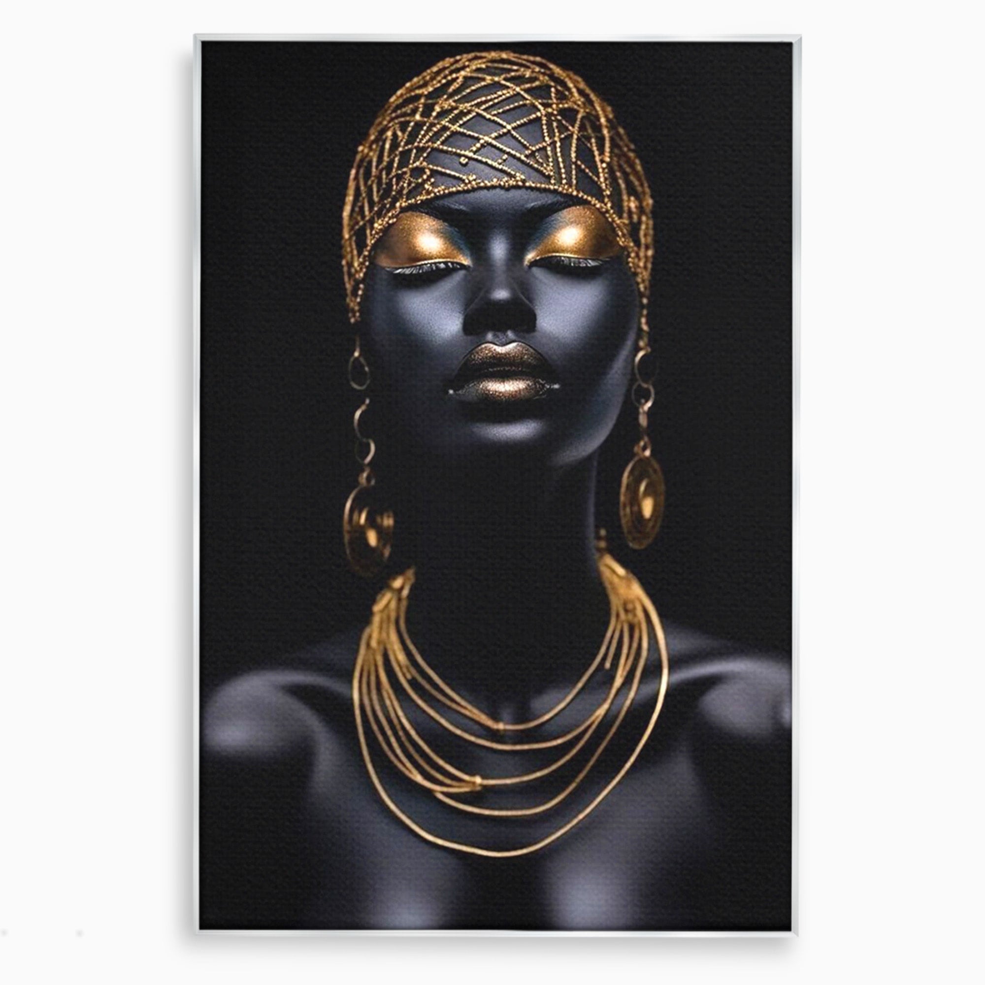 Tablou Canvas Premium LuxCanva® PI1273, Stralucire Nocturna, Portret, Eleganta, Aur, Living, Dormitor, Culori Vibrante