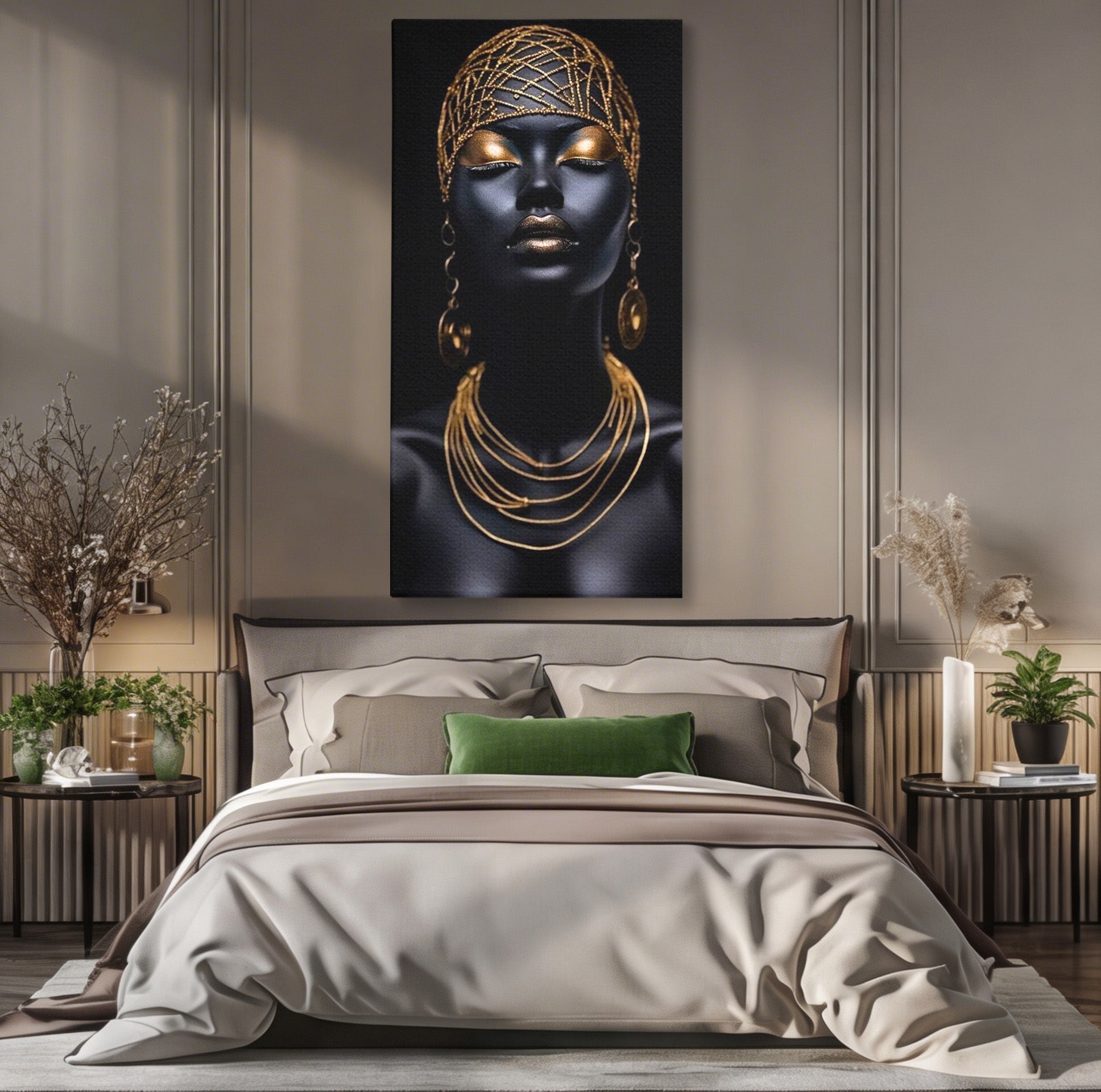 Tablou Canvas Premium LuxCanva® PI1273, Stralucire Nocturna, Portret, Eleganta, Aur, Living, Dormitor, Culori Vibrante