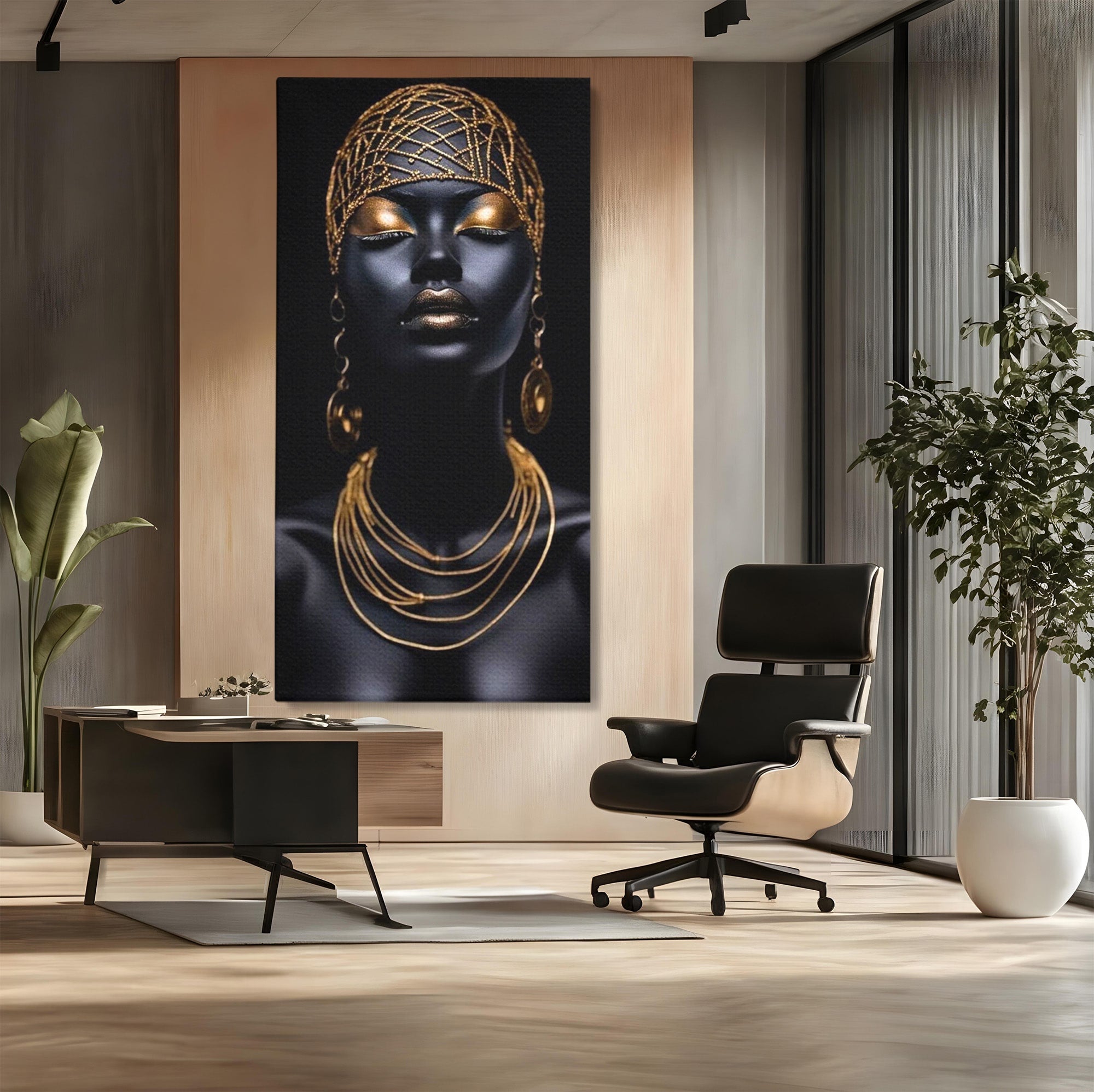 Tablou Canvas Premium LuxCanva® PI1273, Stralucire Nocturna, Portret, Eleganta, Aur, Living, Dormitor, Culori Vibrante