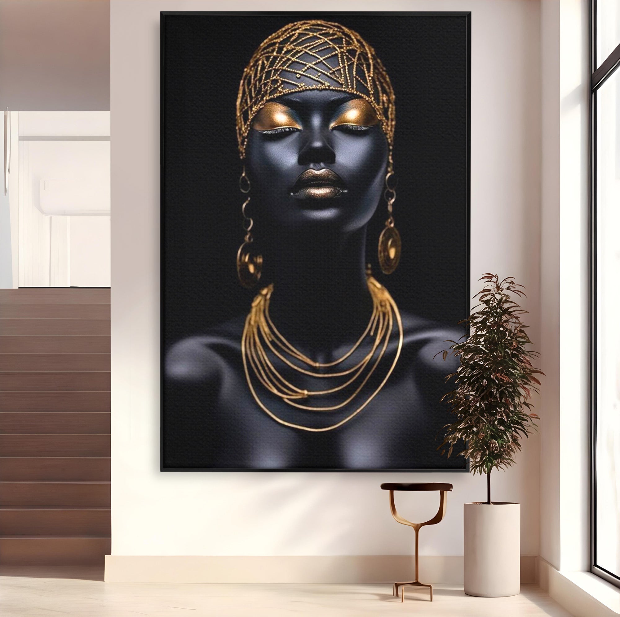 Tablou Canvas Premium LuxCanva® PI1273, Stralucire Nocturna, Portret, Eleganta, Aur, Living, Dormitor, Culori Vibrante