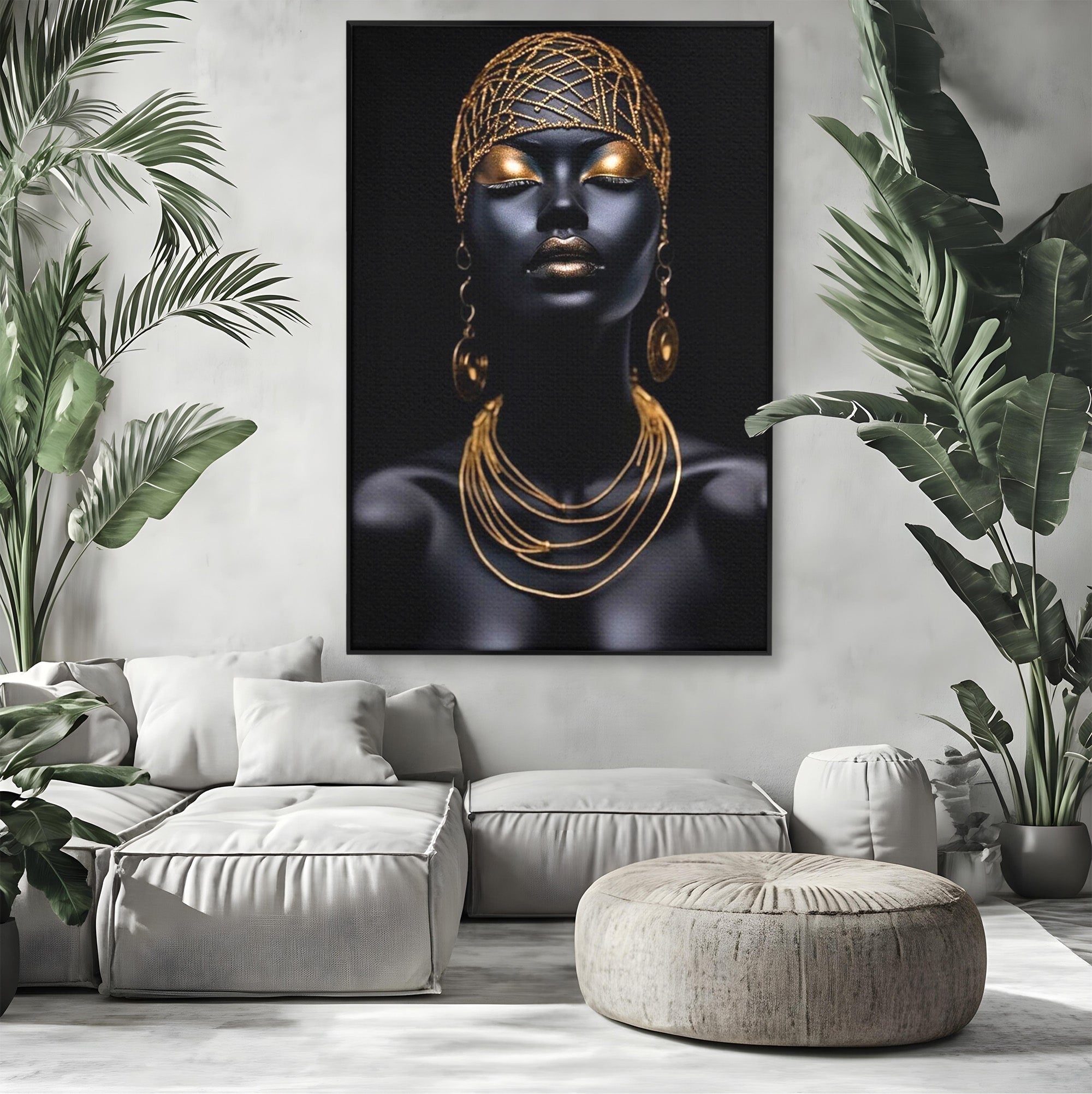 Tablou Canvas Premium LuxCanva® PI1273, Stralucire Nocturna, Portret, Eleganta, Aur, Living, Dormitor, Culori Vibrante