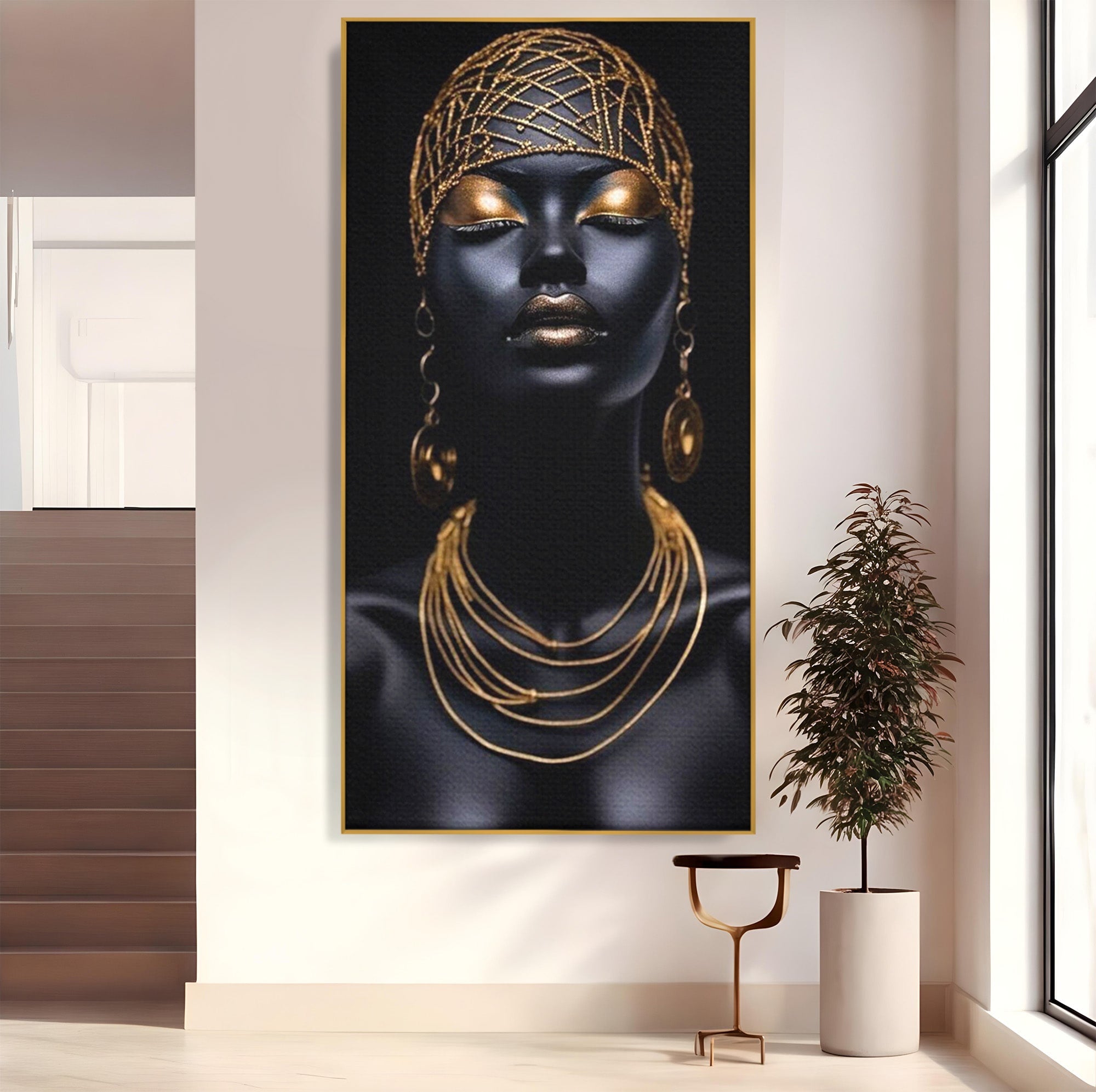 Tablou Canvas Premium LuxCanva® PI1273, Stralucire Nocturna, Portret, Eleganta, Aur, Living, Dormitor, Culori Vibrante