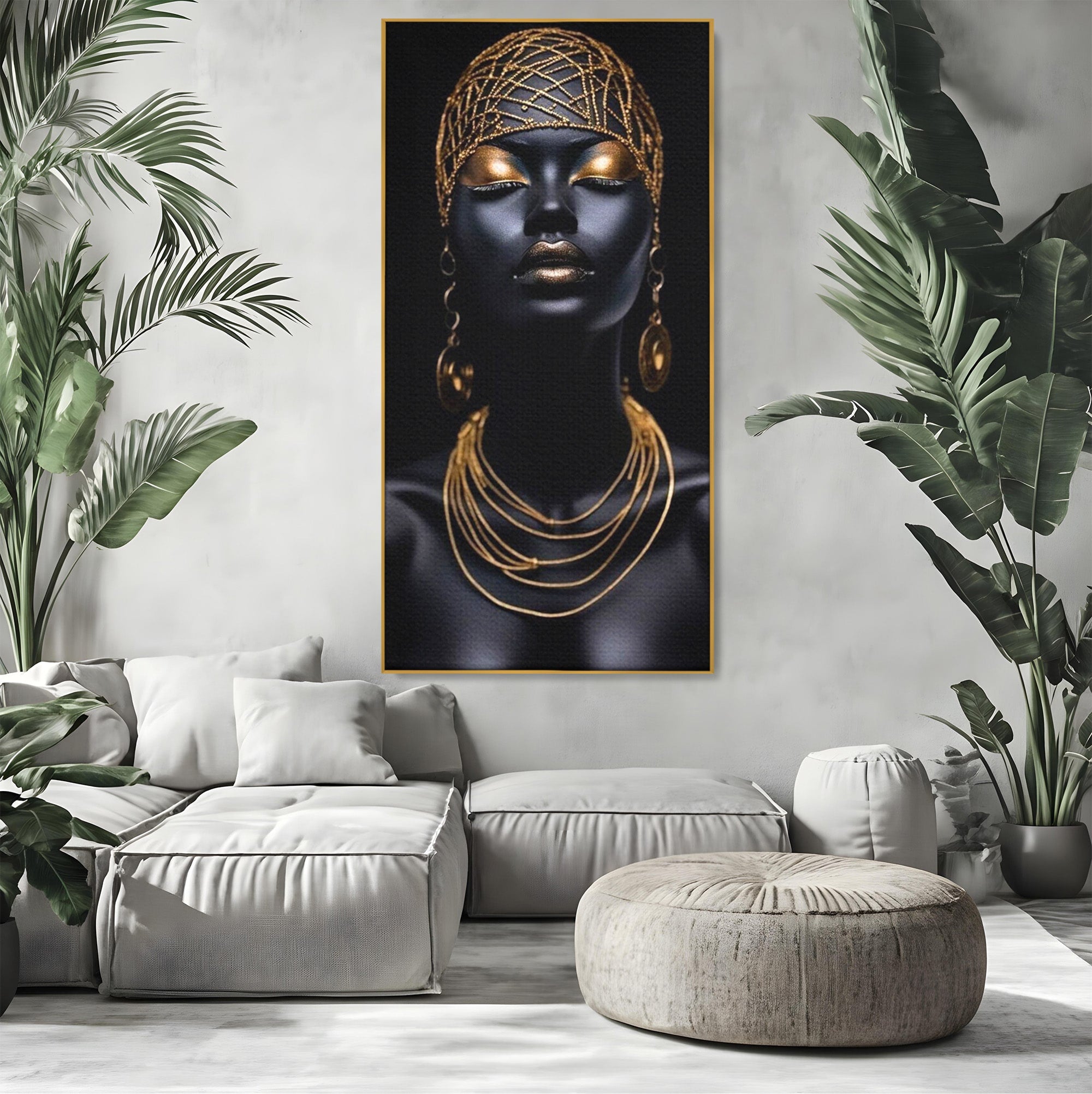 Tablou Canvas Premium LuxCanva® PI1273, Stralucire Nocturna, Portret, Eleganta, Aur, Living, Dormitor, Culori Vibrante