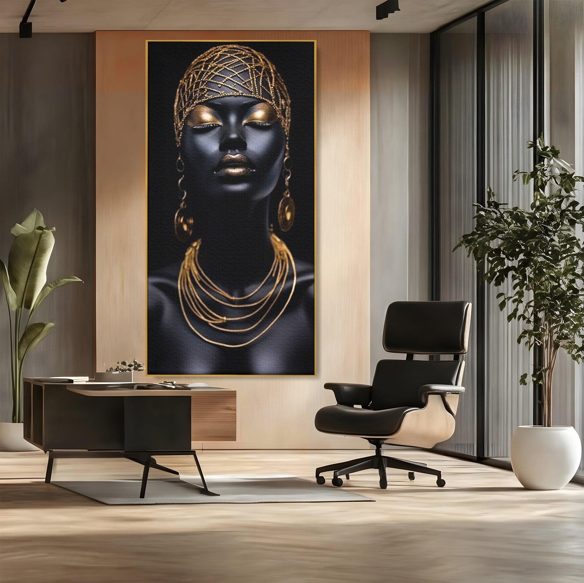 Tablou Canvas Premium LuxCanva® PI1273, Stralucire Nocturna, Portret, Eleganta, Aur, Living, Dormitor, Culori Vibrante