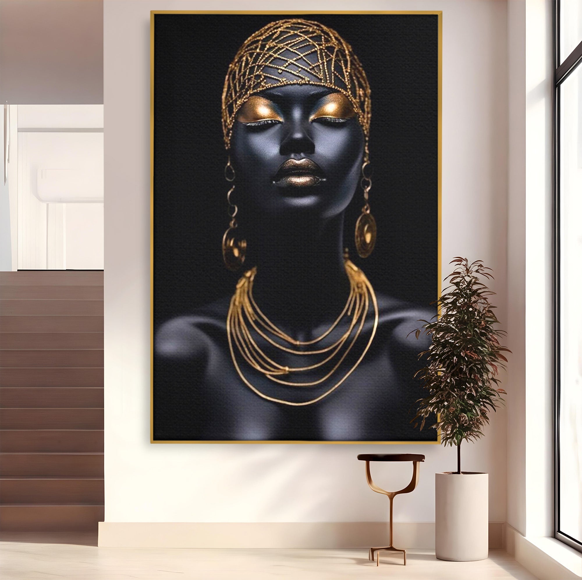 Tablou Canvas Premium LuxCanva® PI1273, Stralucire Nocturna, Portret, Eleganta, Aur, Living, Dormitor, Culori Vibrante