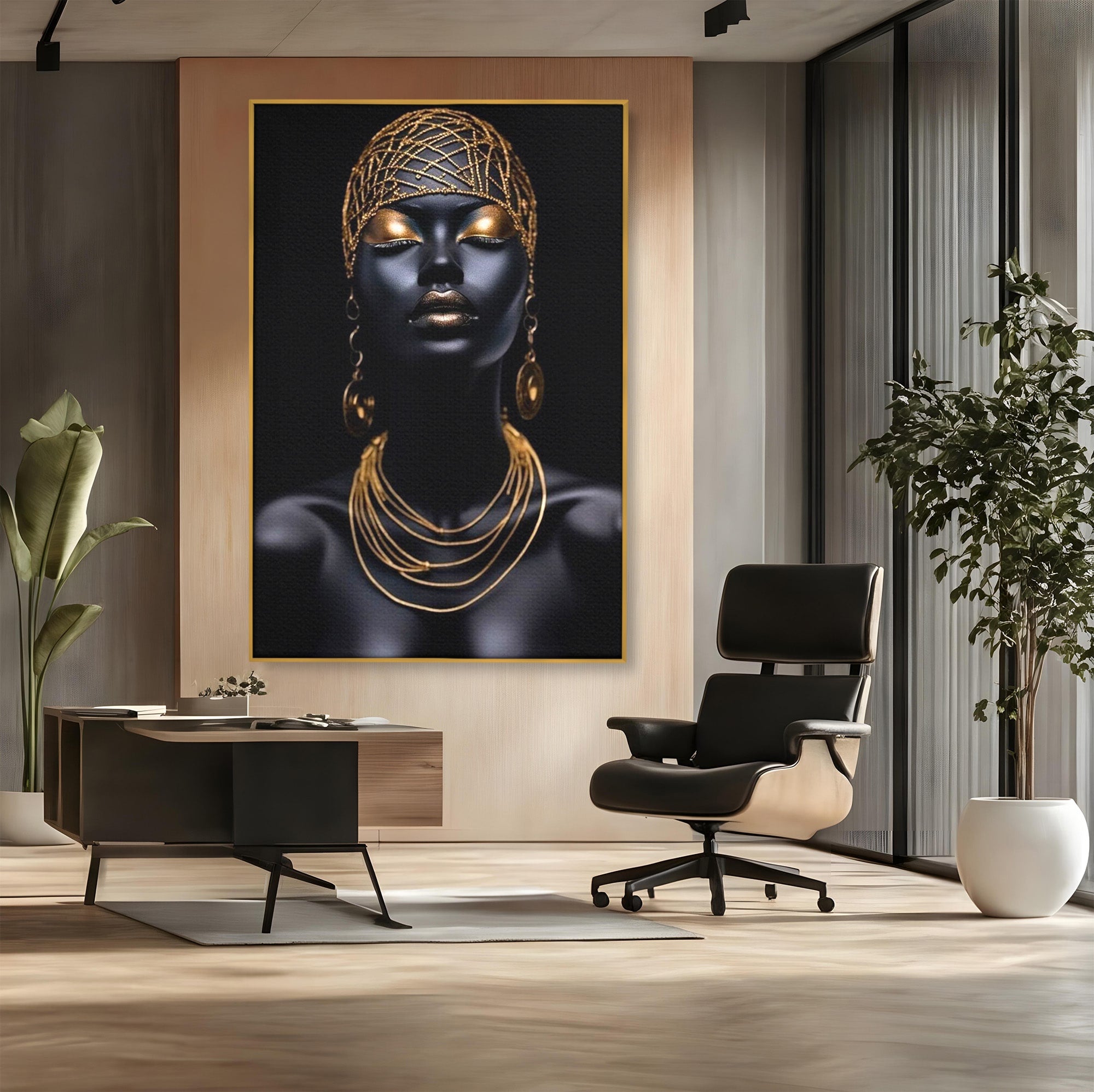 Tablou Canvas Premium LuxCanva® PI1273, Stralucire Nocturna, Portret, Eleganta, Aur, Living, Dormitor, Culori Vibrante