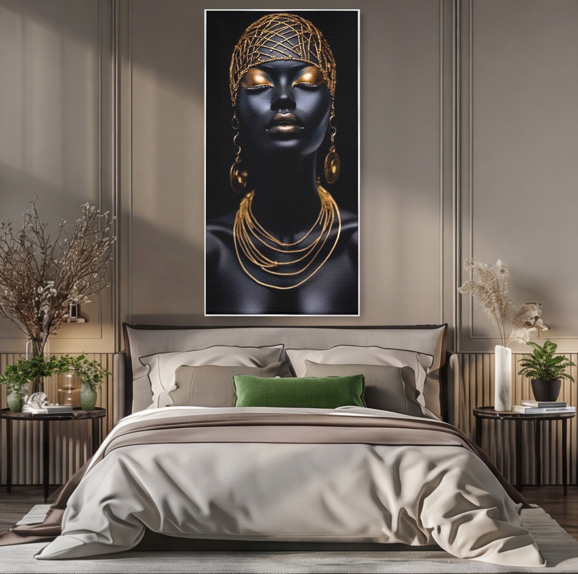 Tablou Canvas Premium LuxCanva® PI1273, Stralucire Nocturna, Portret, Eleganta, Aur, Living, Dormitor, Culori Vibrante