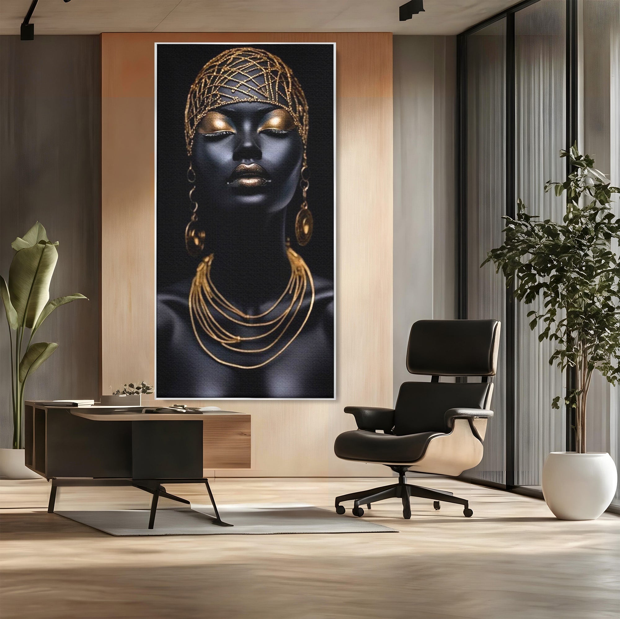 Tablou Canvas Premium LuxCanva® PI1273, Stralucire Nocturna, Portret, Eleganta, Aur, Living, Dormitor, Culori Vibrante