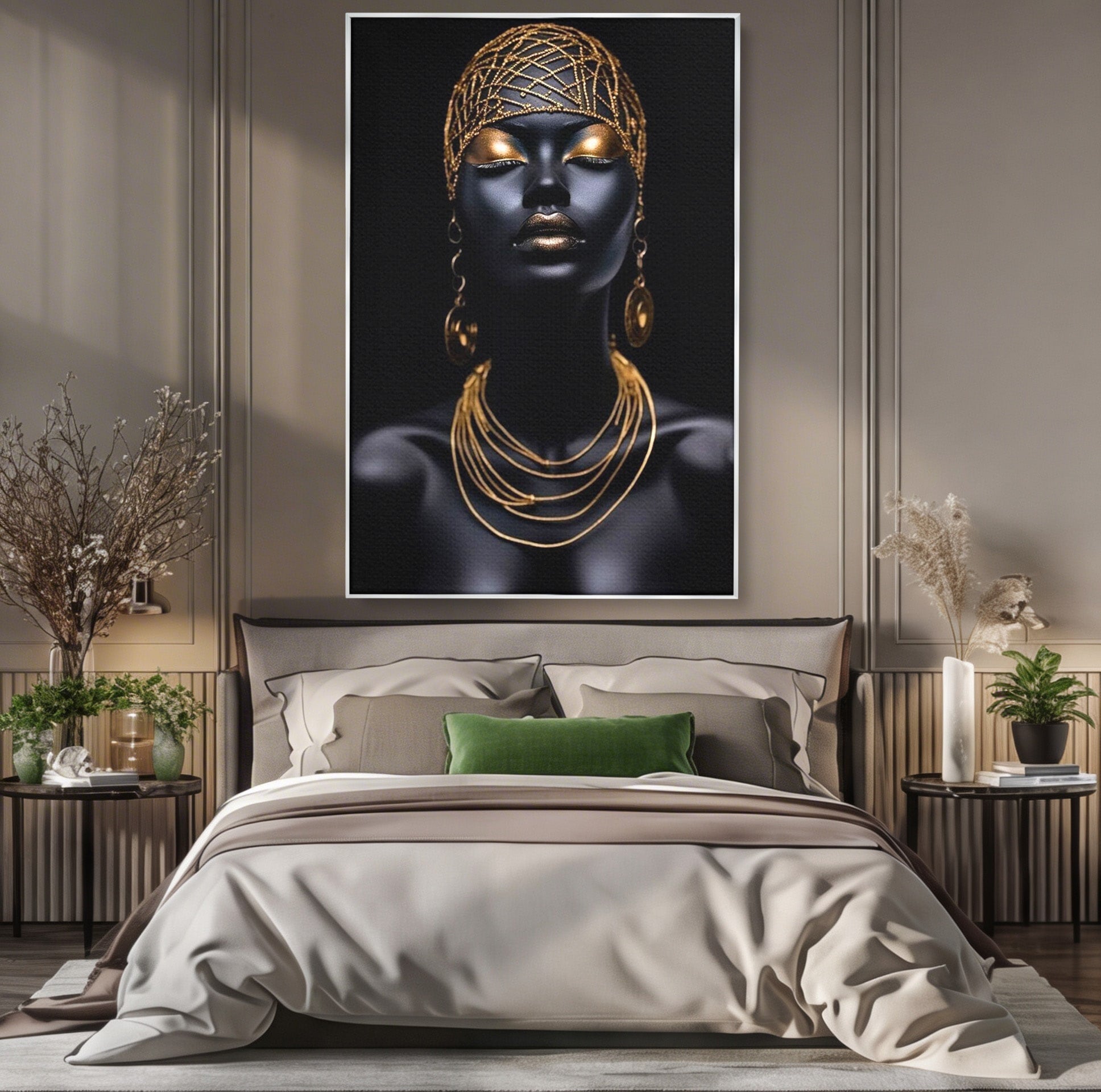 Tablou Canvas Premium LuxCanva® PI1273, Stralucire Nocturna, Portret, Eleganta, Aur, Living, Dormitor, Culori Vibrante