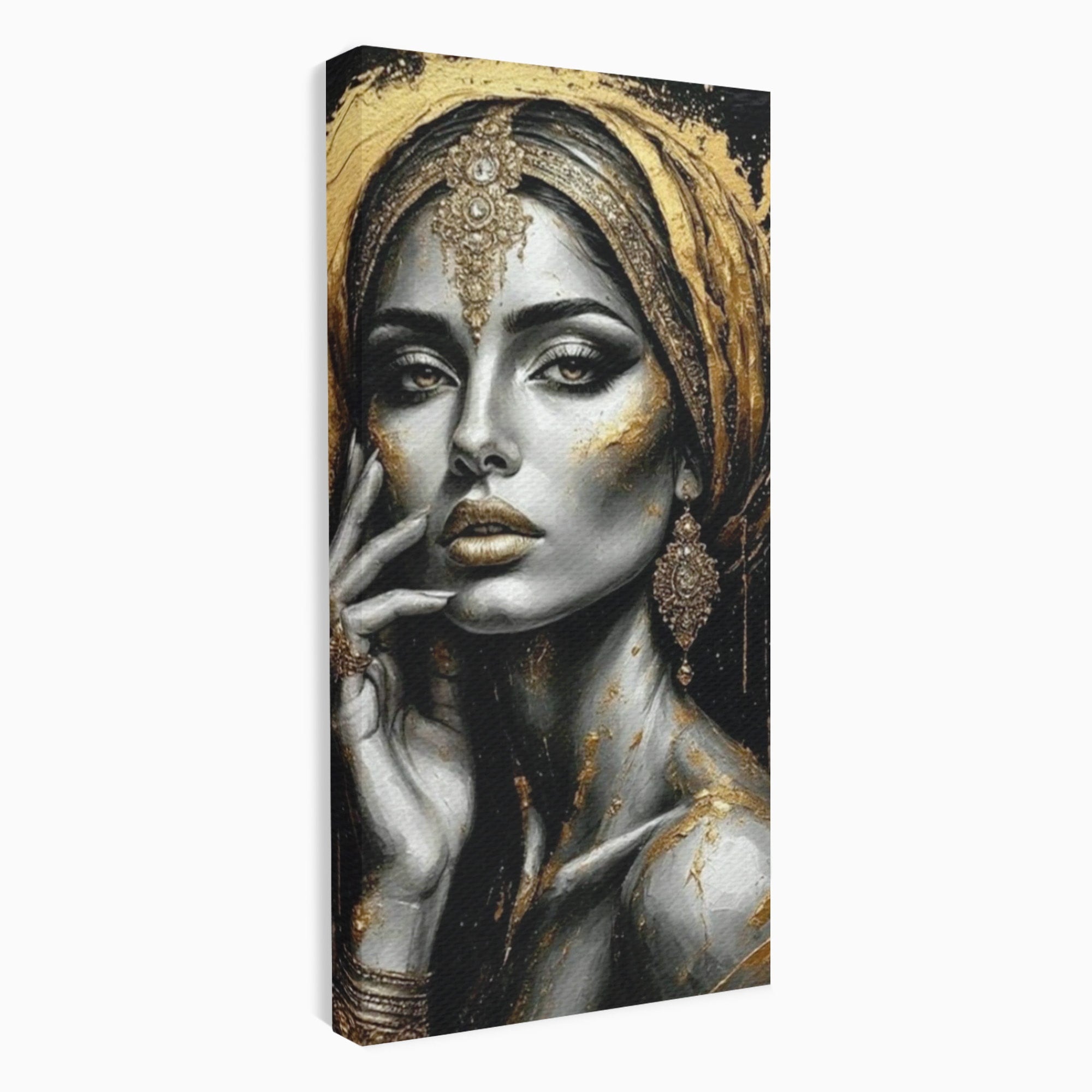 Tablou Canvas Premium LuxCanva® PI1274, Regina Misterioasa, Portret, Femeie, Eleganta, Arta, Dormitor, Culori Vibrante