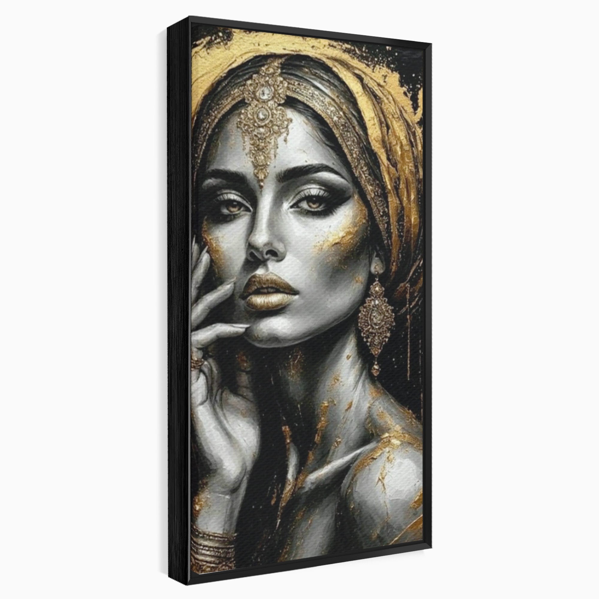 Tablou Canvas Premium LuxCanva® PI1274, Regina Misterioasa, Portret, Femeie, Eleganta, Arta, Dormitor, Culori Vibrante