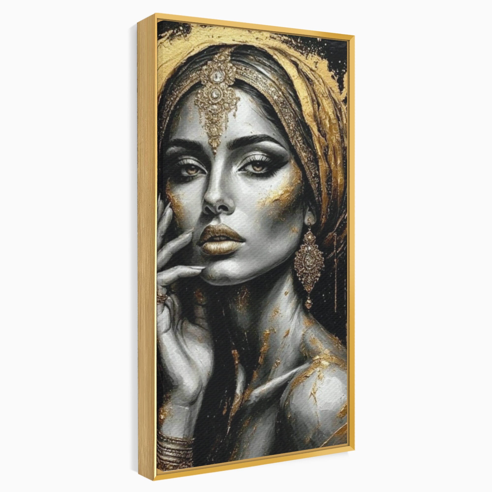 Tablou Canvas Premium LuxCanva® PI1274, Regina Misterioasa, Portret, Femeie, Eleganta, Arta, Dormitor, Culori Vibrante