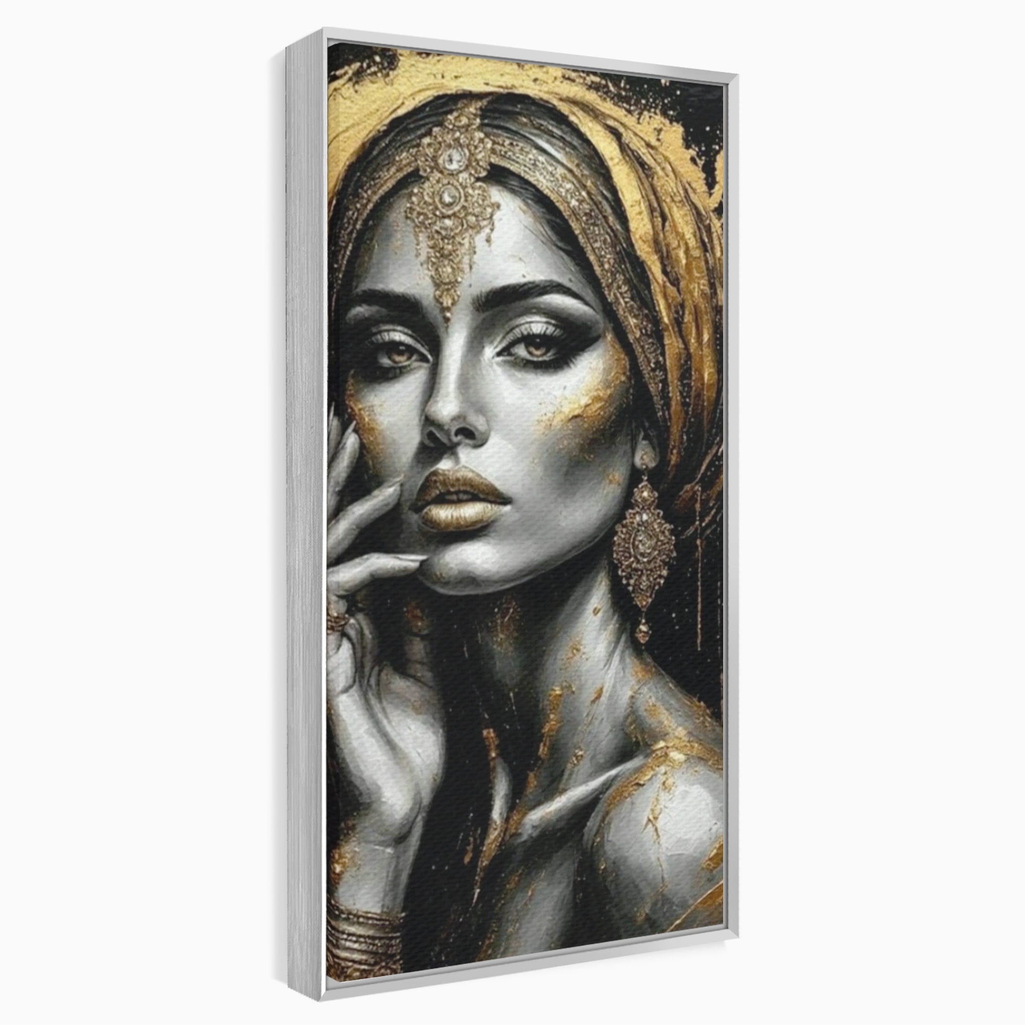 Tablou Canvas Premium LuxCanva® PI1274, Regina Misterioasa, Portret, Femeie, Eleganta, Arta, Dormitor, Culori Vibrante