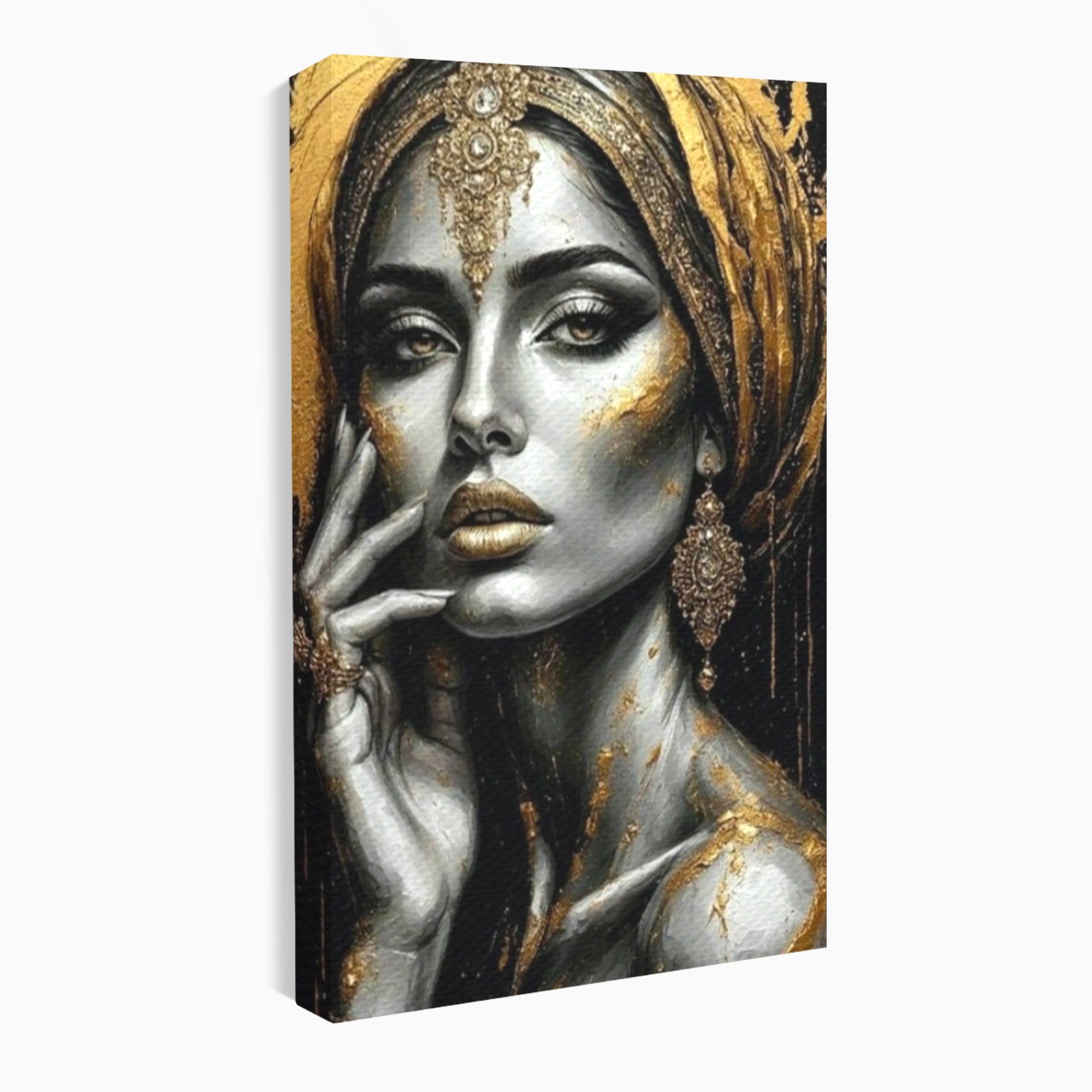 Tablou Canvas Premium LuxCanva® PI1274, Regina Misterioasa, Portret, Femeie, Eleganta, Arta, Dormitor, Culori Vibrante