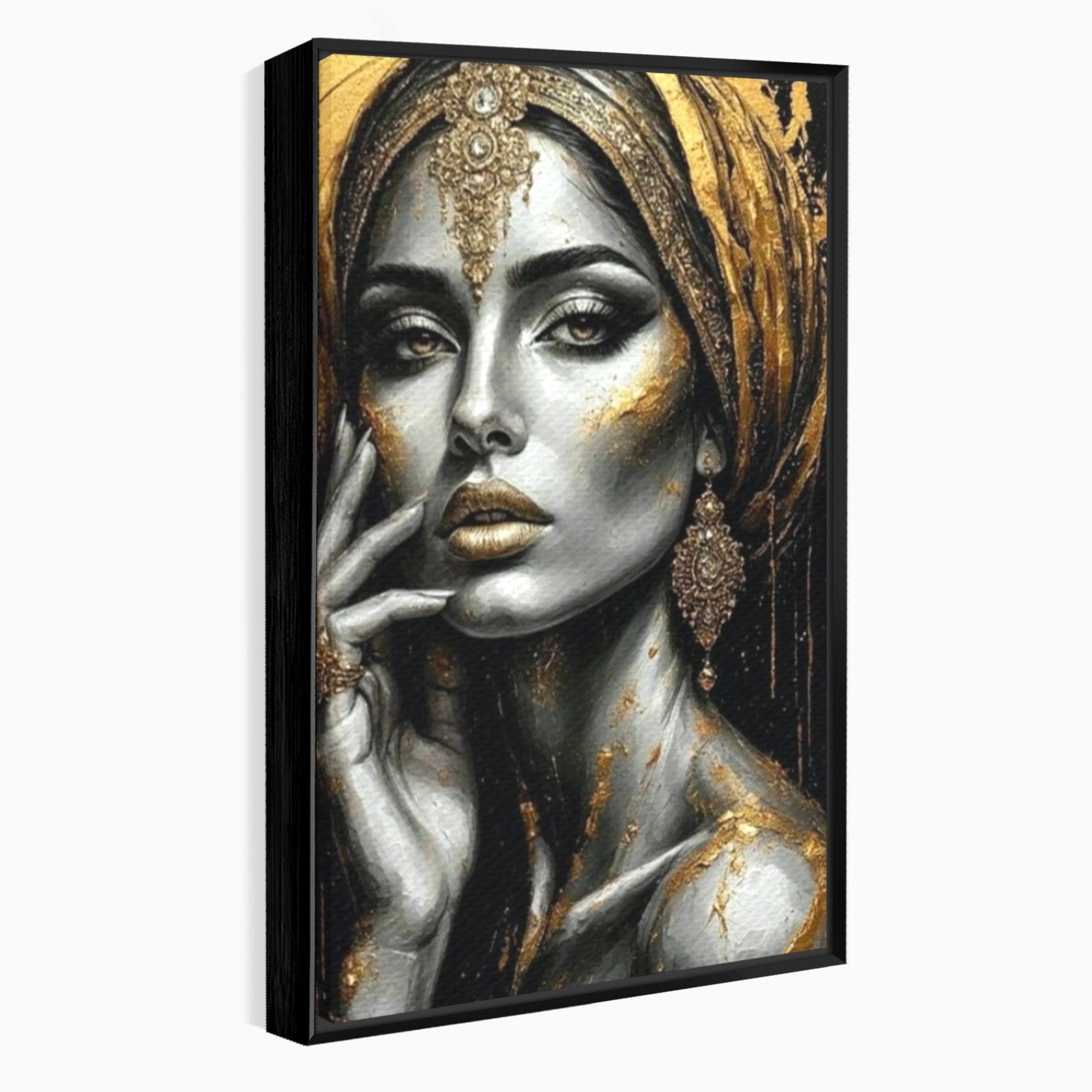 Tablou Canvas Premium LuxCanva® PI1274, Regina Misterioasa, Portret, Femeie, Eleganta, Arta, Dormitor, Culori Vibrante