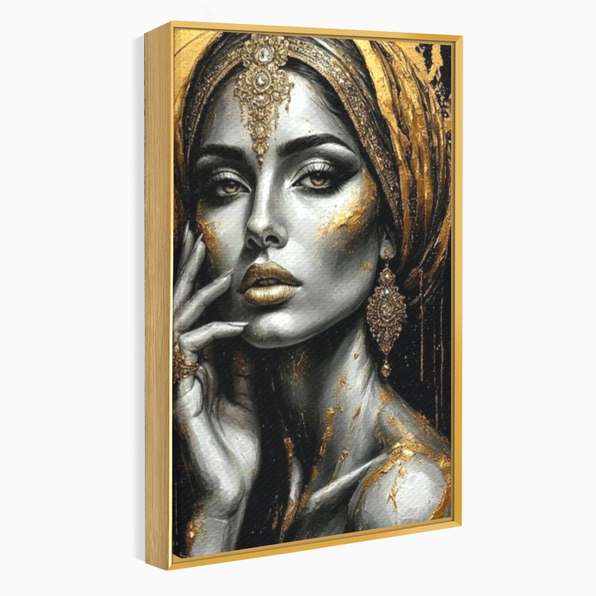 Tablou Canvas Premium LuxCanva® PI1274, Regina Misterioasa, Portret, Femeie, Eleganta, Arta, Dormitor, Culori Vibrante