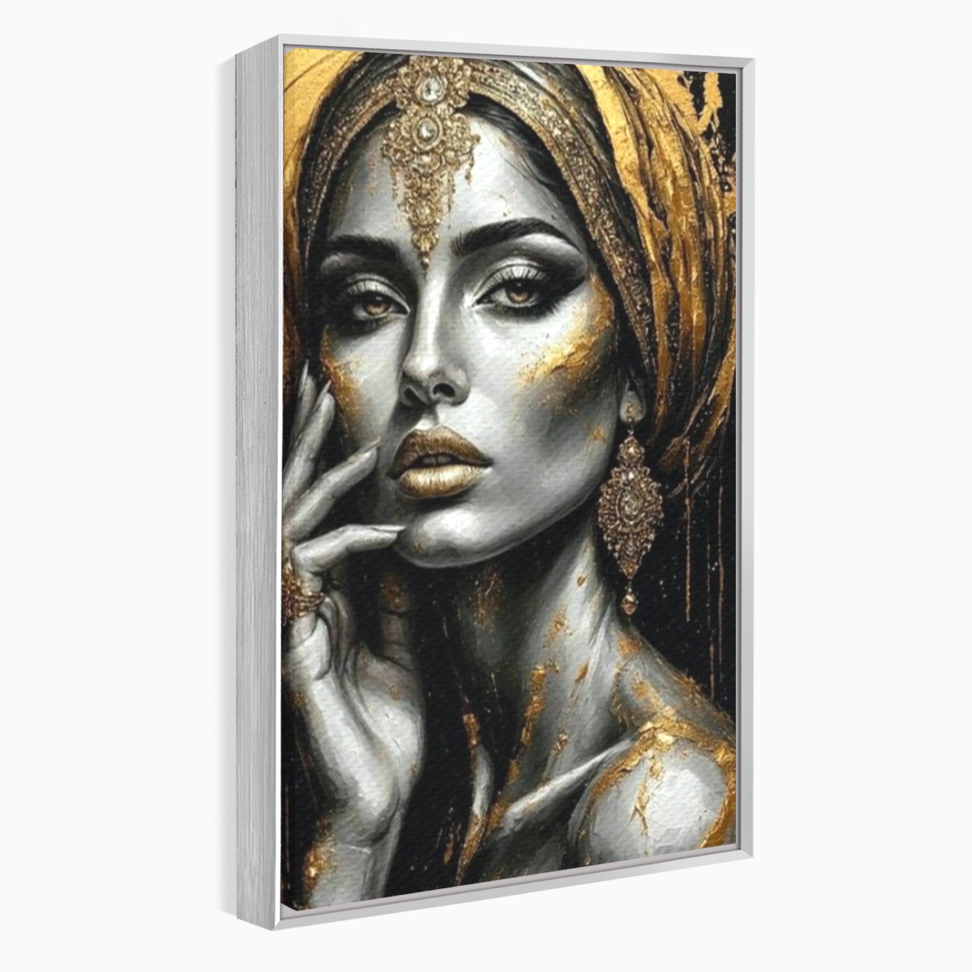 Tablou Canvas Premium LuxCanva® PI1274, Regina Misterioasa, Portret, Femeie, Eleganta, Arta, Dormitor, Culori Vibrante