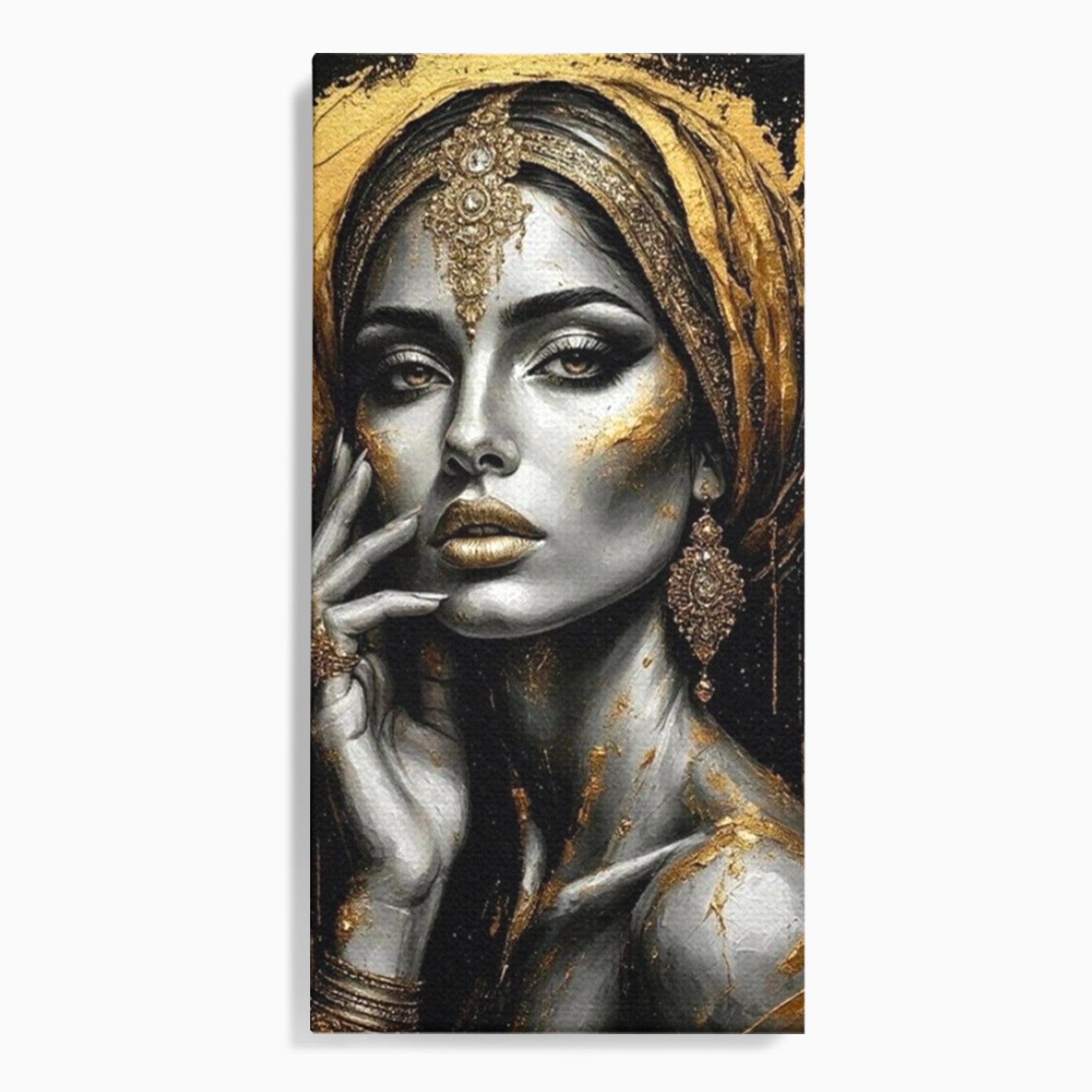 Tablou Canvas Premium LuxCanva® PI1274, Regina Misterioasa, Portret, Femeie, Eleganta, Arta, Dormitor, Culori Vibrante