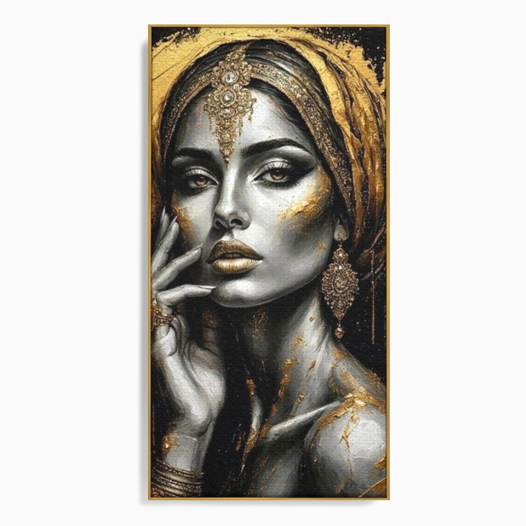 Tablou Canvas Premium LuxCanva® PI1274, Regina Misterioasa, Portret, Femeie, Eleganta, Arta, Dormitor, Culori Vibrante