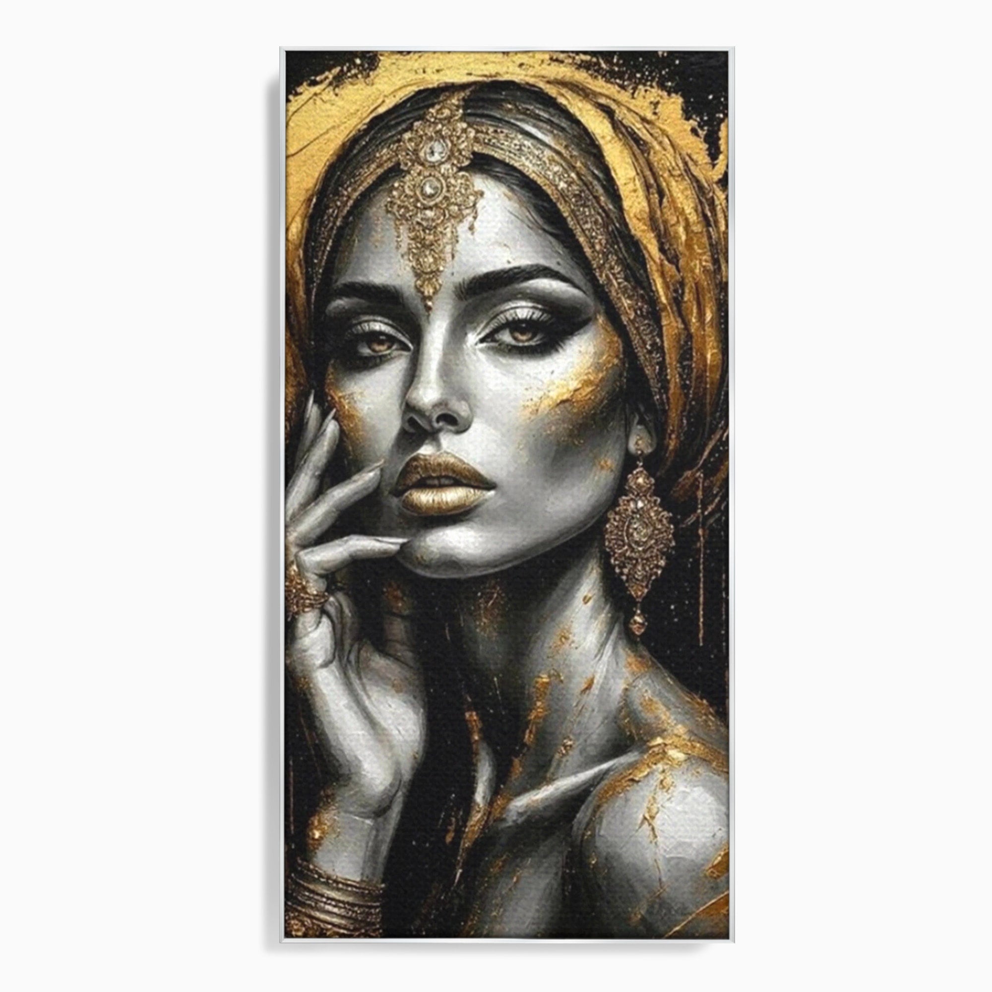 Tablou Canvas Premium LuxCanva® PI1274, Regina Misterioasa, Portret, Femeie, Eleganta, Arta, Dormitor, Culori Vibrante