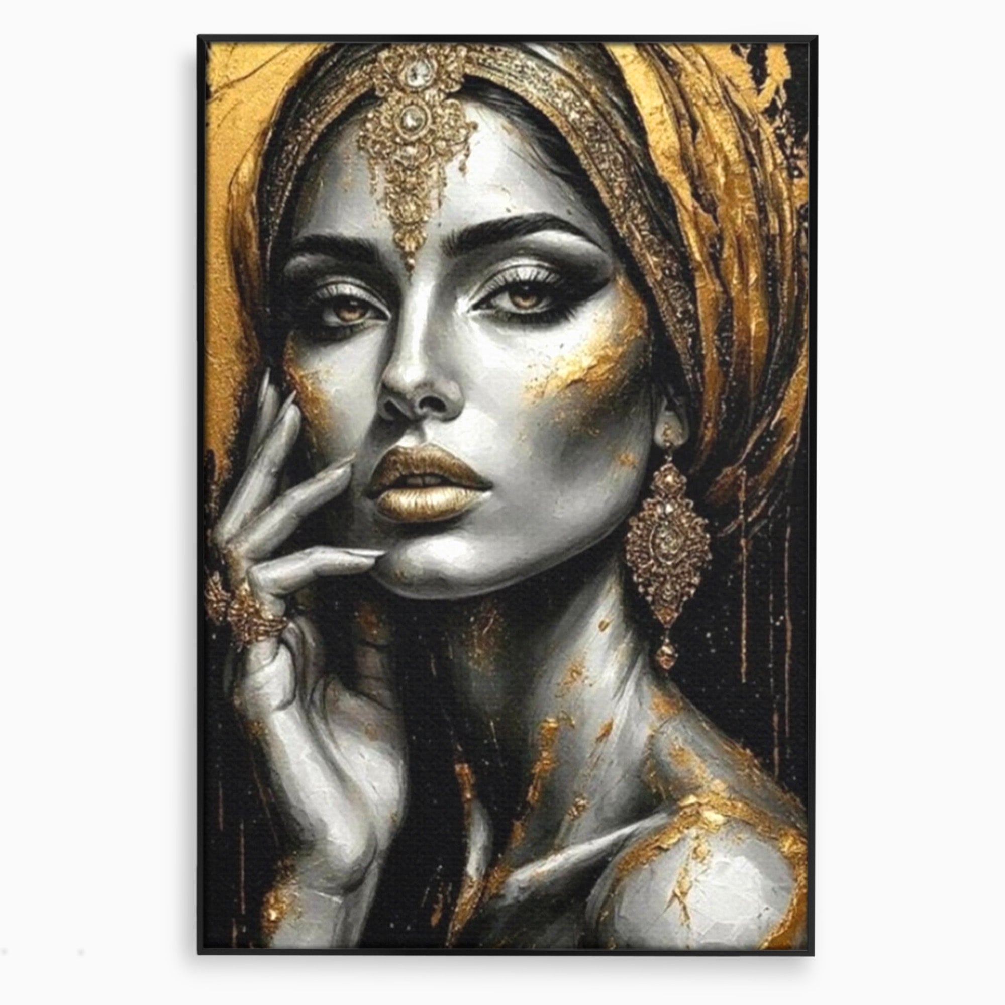 Tablou Canvas Premium LuxCanva® PI1274, Regina Misterioasa, Portret, Femeie, Eleganta, Arta, Dormitor, Culori Vibrante
