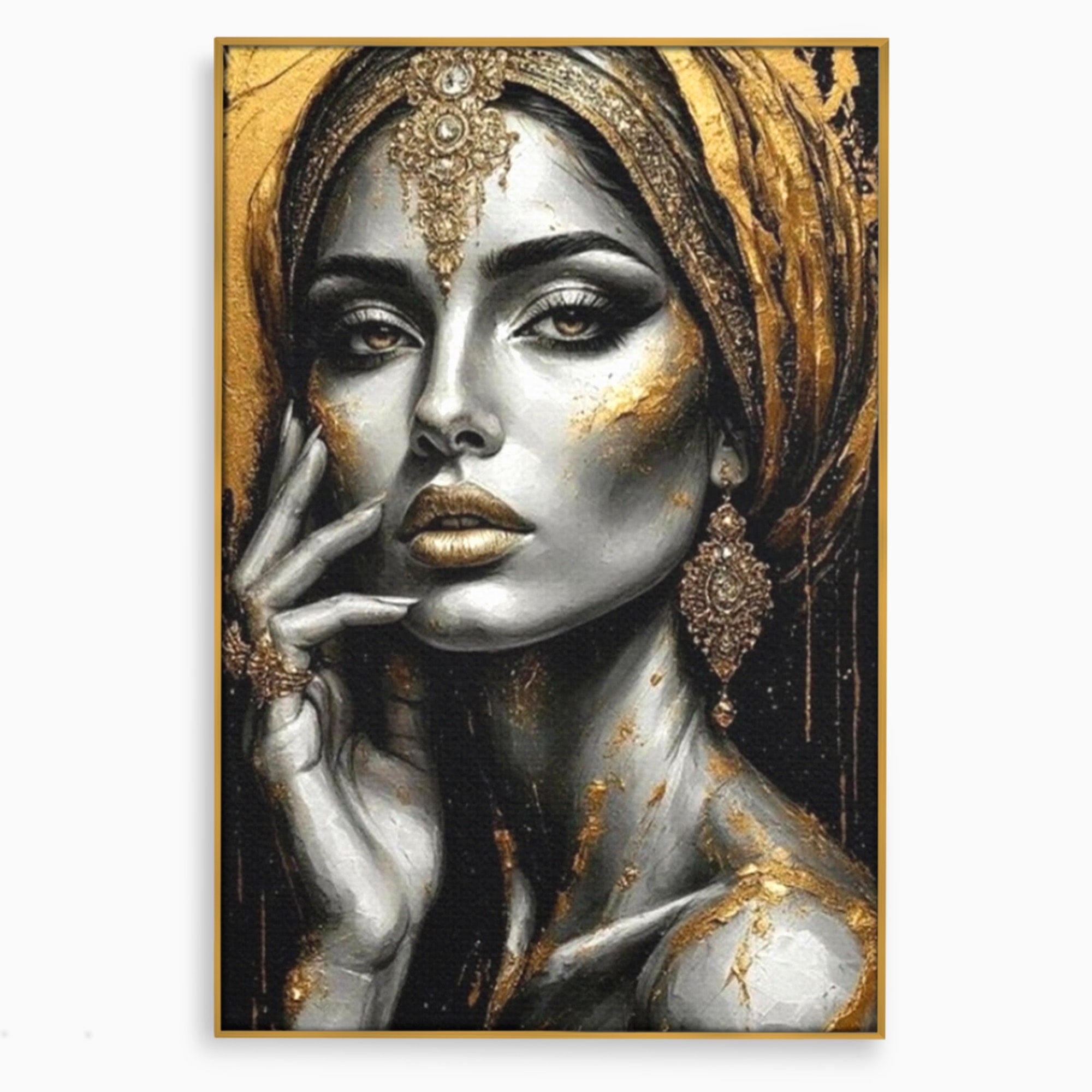 Tablou Canvas Premium LuxCanva® PI1274, Regina Misterioasa, Portret, Femeie, Eleganta, Arta, Dormitor, Culori Vibrante