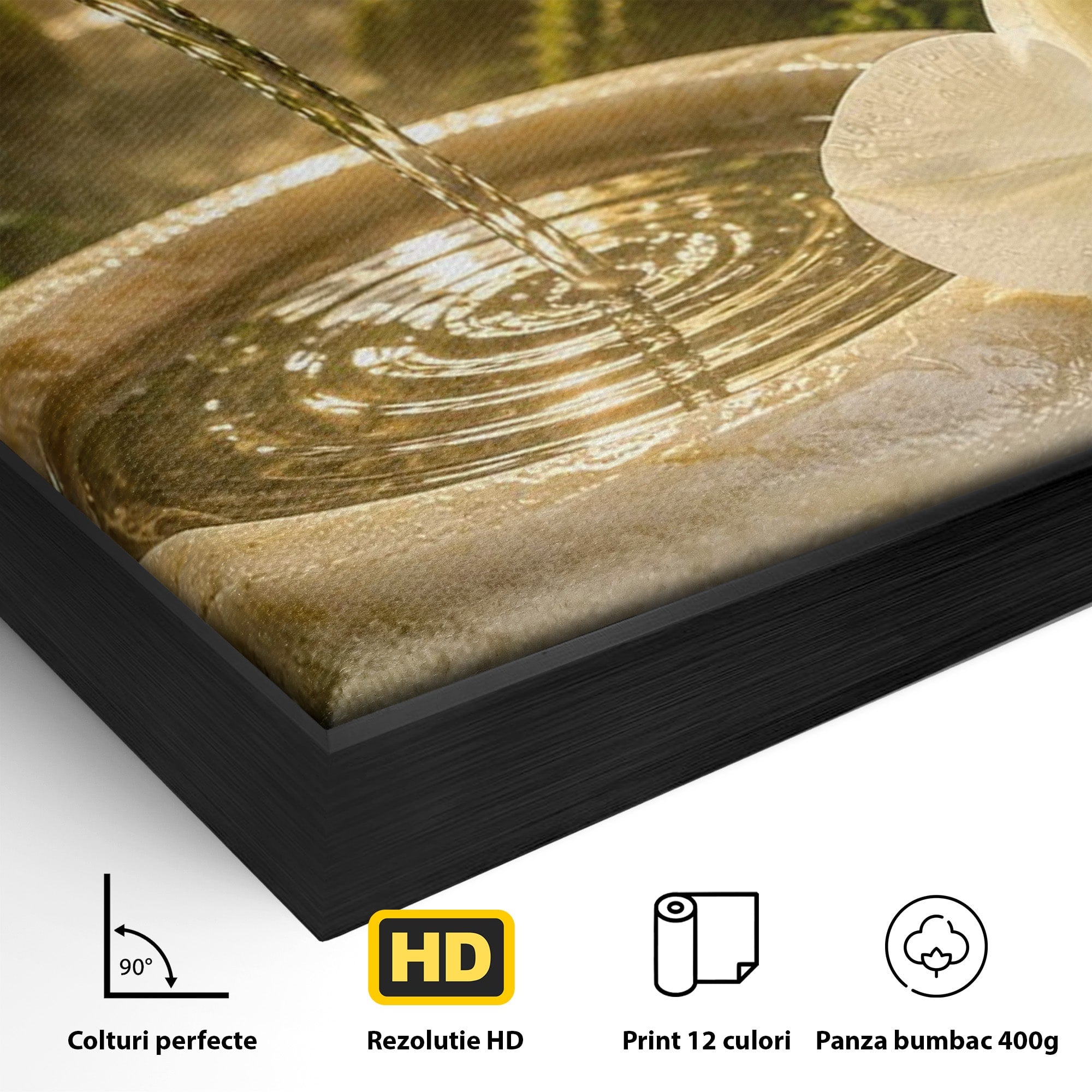 Tablou Canvas Premium LuxCanva® PI1275, Armonie Zen, Masaj, Gradina, Relaxare, Bambus, Orhidee, Living, Dormitor, Culori Vibrante