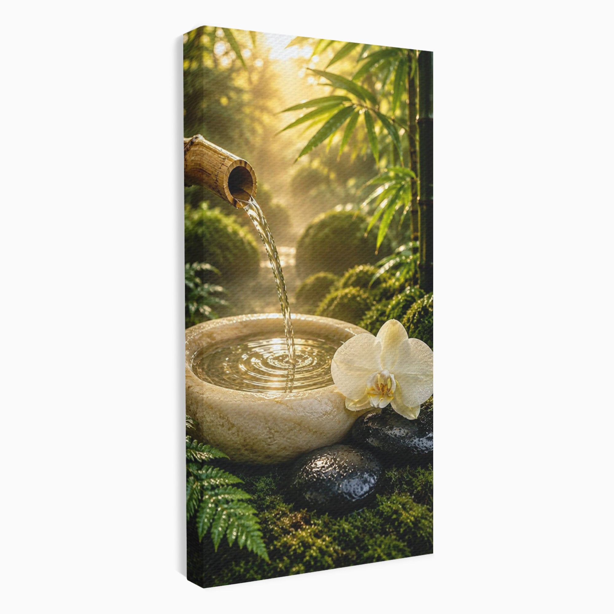 Tablou Canvas Premium LuxCanva® PI1275, Armonie Zen, Masaj, Gradina, Relaxare, Bambus, Orhidee, Living, Dormitor, Culori Vibrante