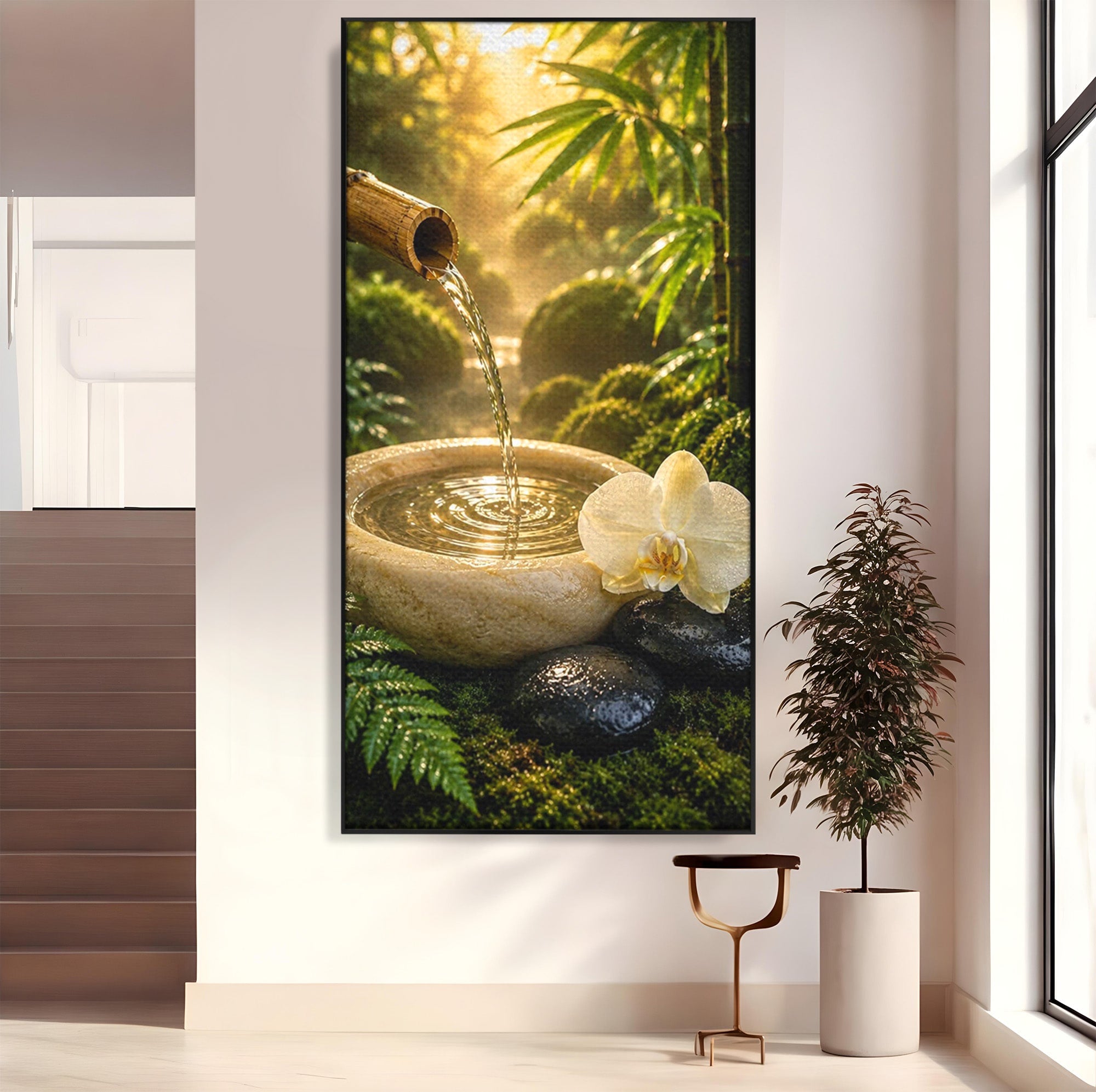 Tablou Canvas Premium LuxCanva® PI1275, Armonie Zen, Masaj, Gradina, Relaxare, Bambus, Orhidee, Living, Dormitor, Culori Vibrante