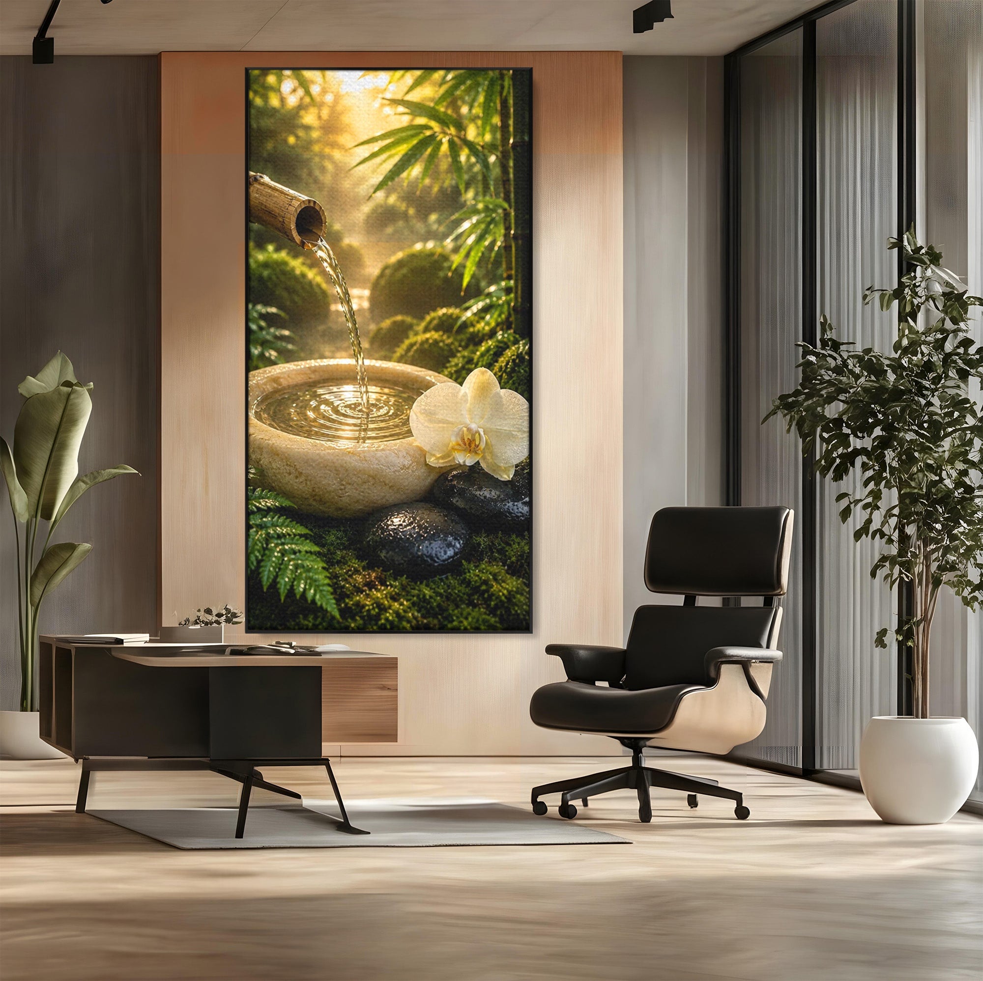 Tablou Canvas Premium LuxCanva® PI1275, Armonie Zen, Masaj, Gradina, Relaxare, Bambus, Orhidee, Living, Dormitor, Culori Vibrante