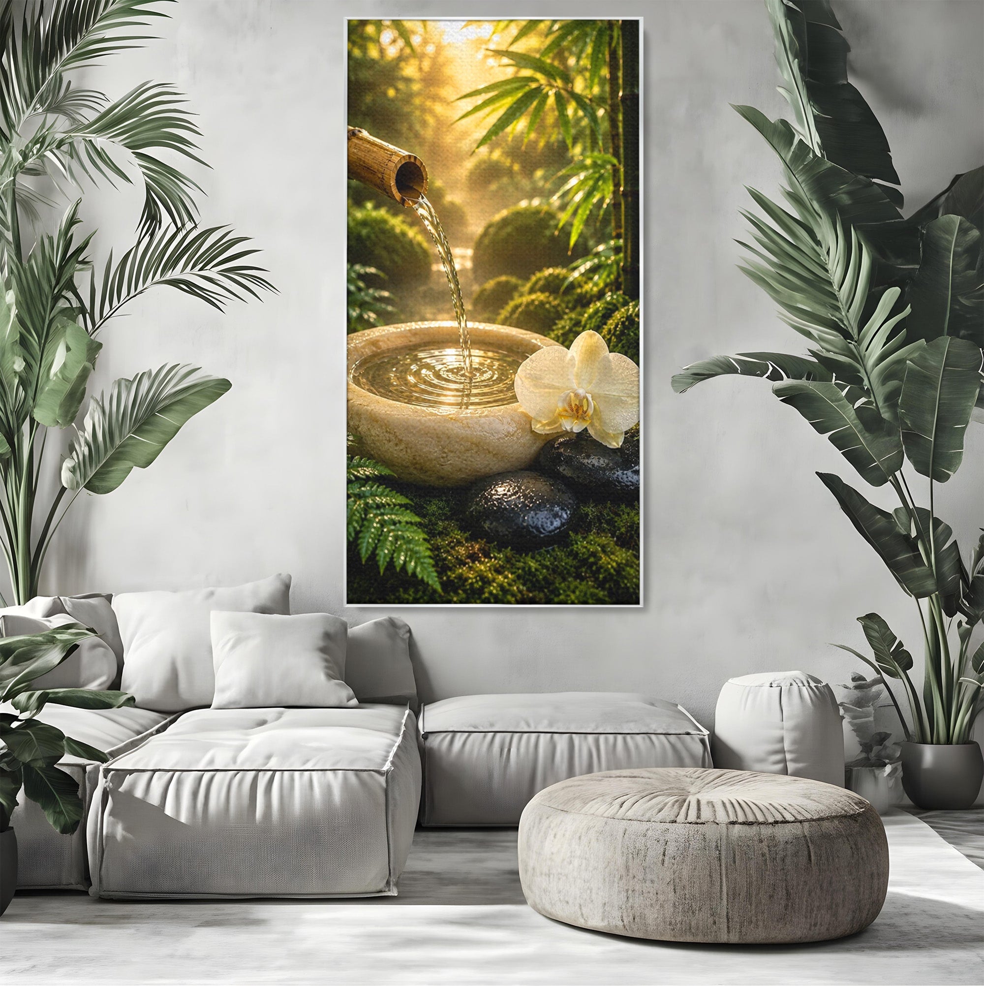 Tablou Canvas Premium LuxCanva® PI1275, Armonie Zen, Masaj, Gradina, Relaxare, Bambus, Orhidee, Living, Dormitor, Culori Vibrante