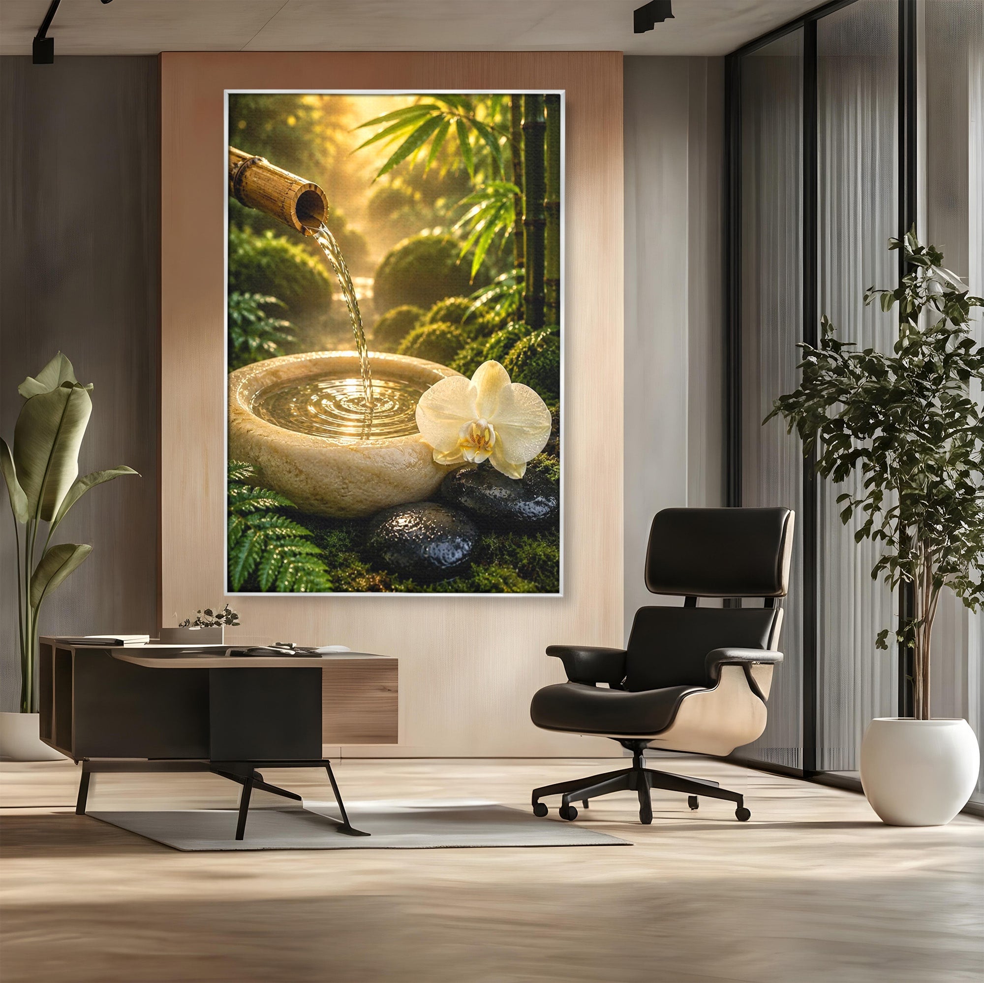 Tablou Canvas Premium LuxCanva® PI1275, Armonie Zen, Masaj, Gradina, Relaxare, Bambus, Orhidee, Living, Dormitor, Culori Vibrante