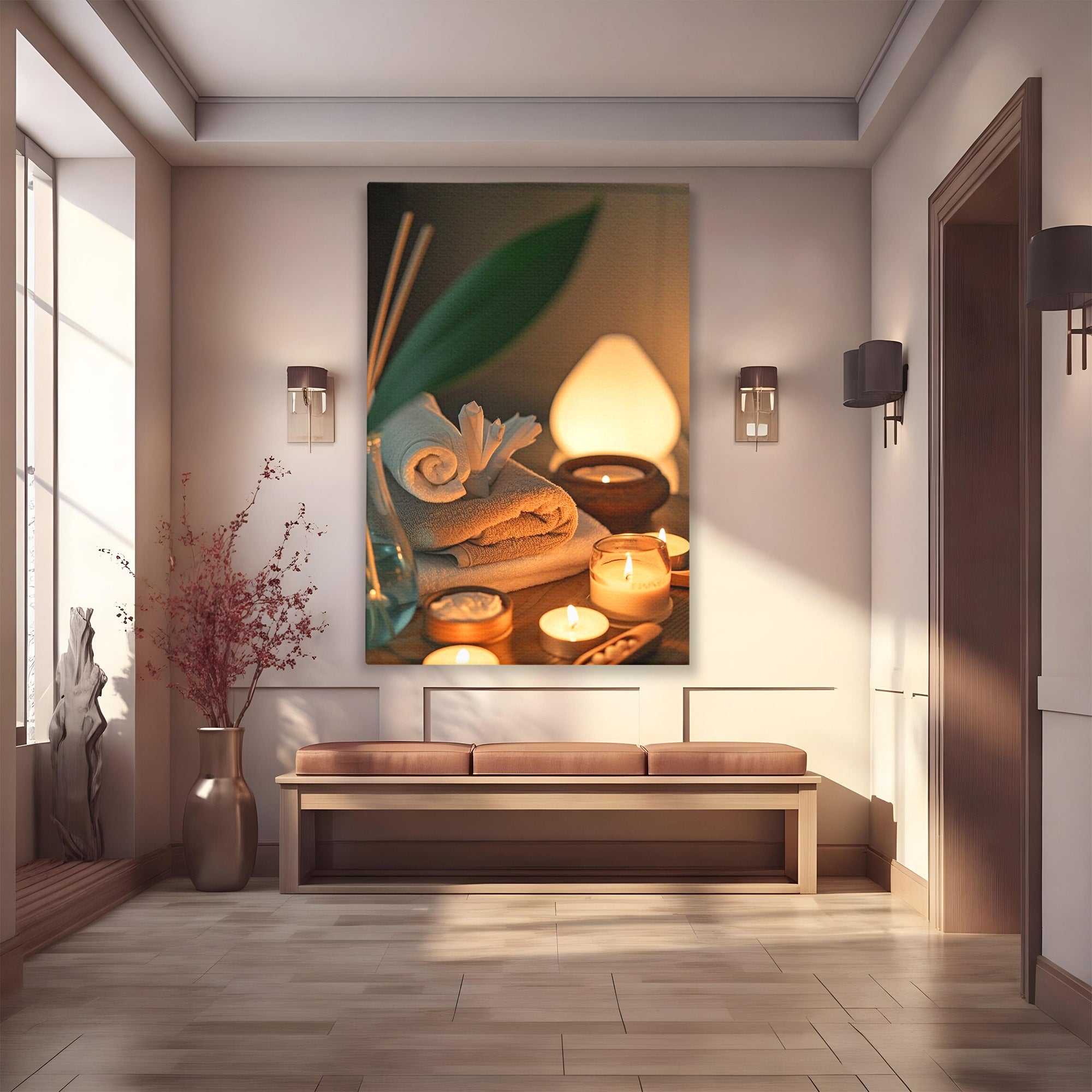 Tablou Canvas Premium LuxCanva® PI1276, Relaxare Spa, Salon, Lumanari, Relaxare, Wellness, Dormitor, Culori Vibrante