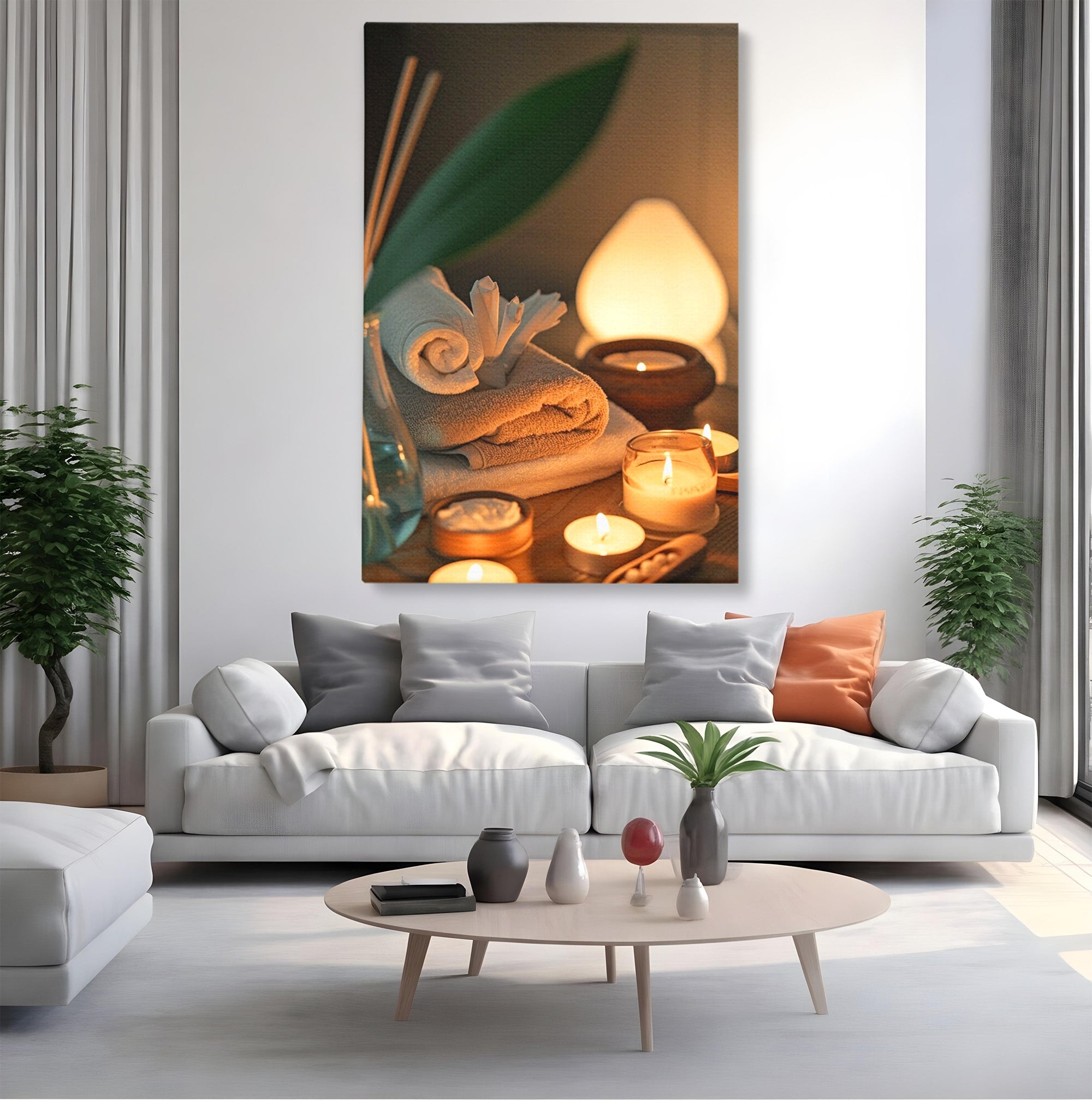 Tablou Canvas Premium LuxCanva® PI1276, Relaxare Spa, Salon, Lumanari, Relaxare, Wellness, Dormitor, Culori Vibrante