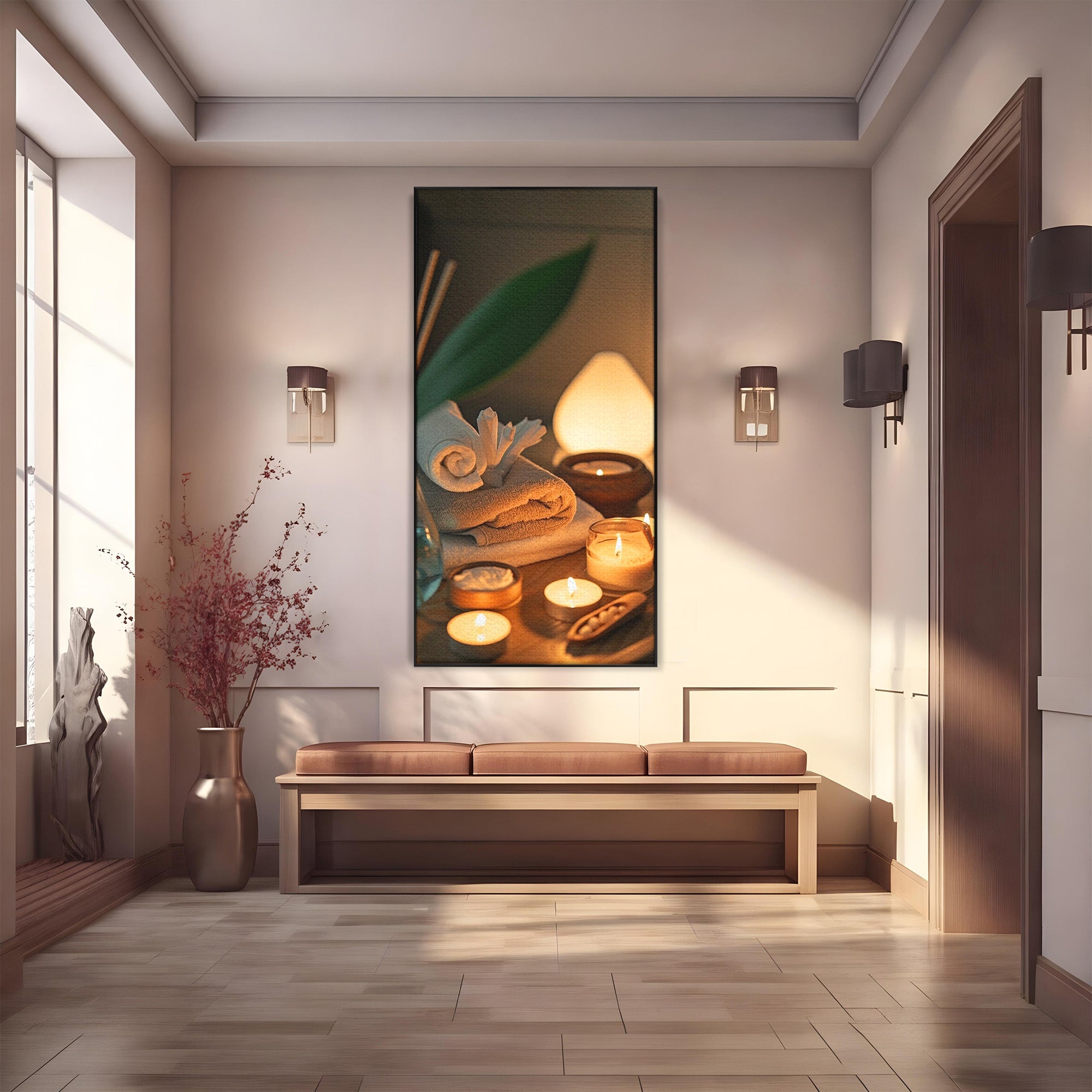 Tablou Canvas Premium LuxCanva® PI1276, Relaxare Spa, Salon, Lumanari, Relaxare, Wellness, Dormitor, Culori Vibrante