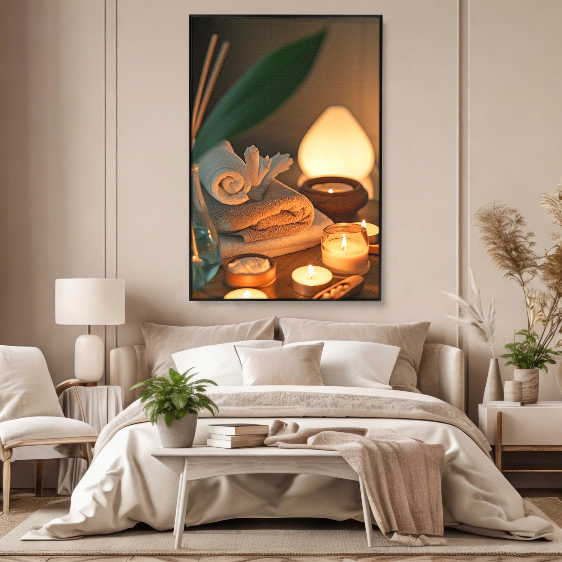 Tablou Canvas Premium LuxCanva® PI1276, Relaxare Spa, Salon, Lumanari, Relaxare, Wellness, Dormitor, Culori Vibrante