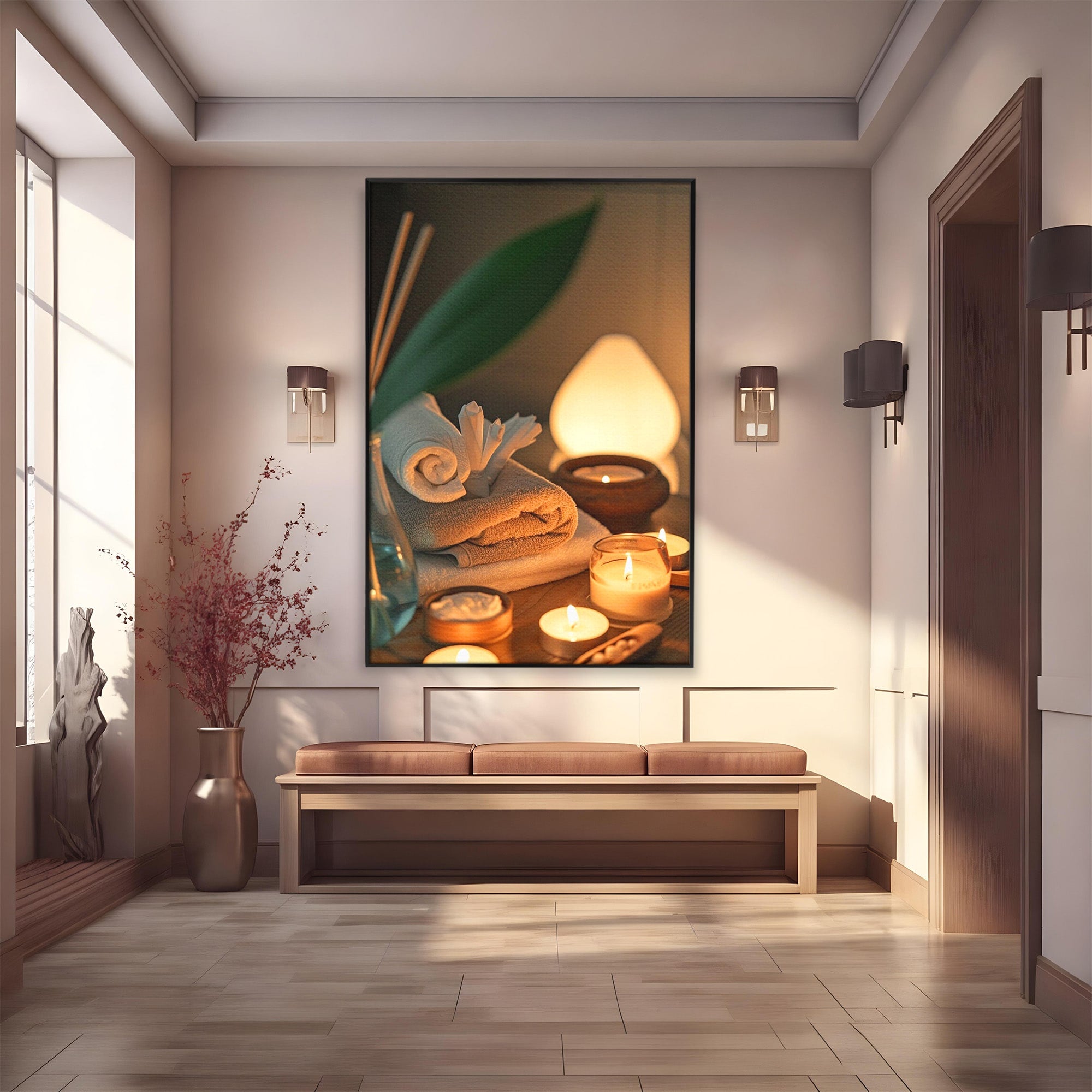 Tablou Canvas Premium LuxCanva® PI1276, Relaxare Spa, Salon, Lumanari, Relaxare, Wellness, Dormitor, Culori Vibrante