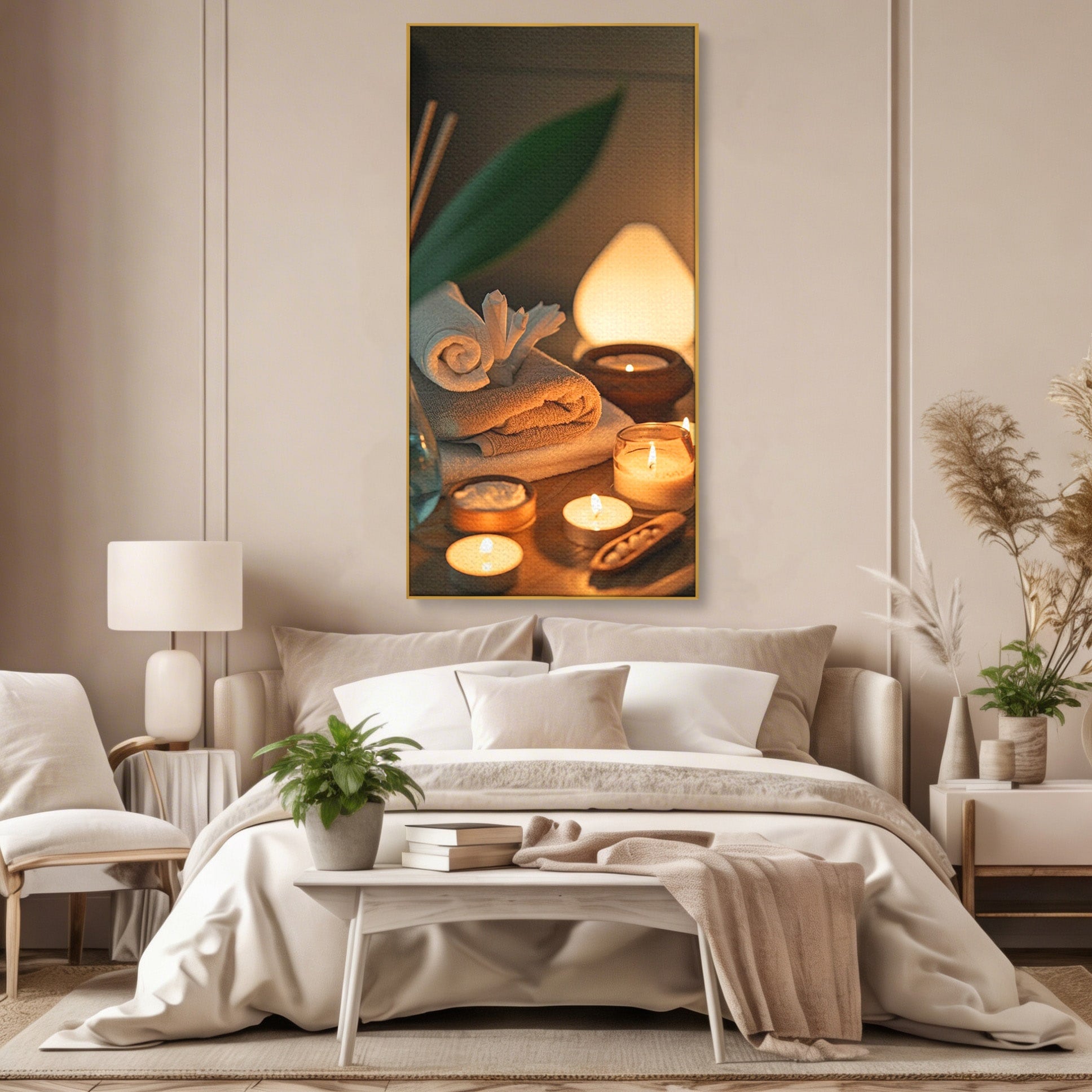 Tablou Canvas Premium LuxCanva® PI1276, Relaxare Spa, Salon, Lumanari, Relaxare, Wellness, Dormitor, Culori Vibrante