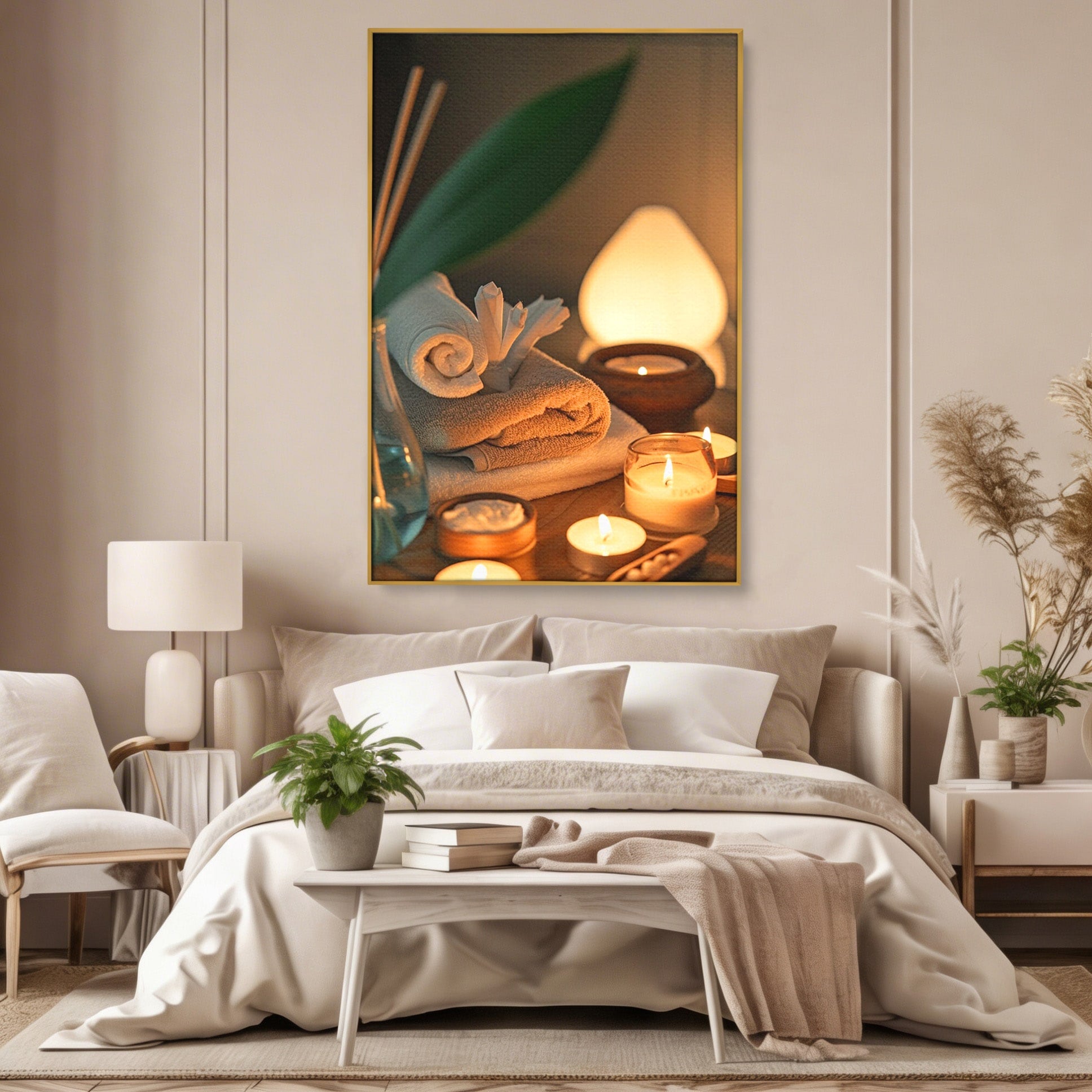 Tablou Canvas Premium LuxCanva® PI1276, Relaxare Spa, Salon, Lumanari, Relaxare, Wellness, Dormitor, Culori Vibrante