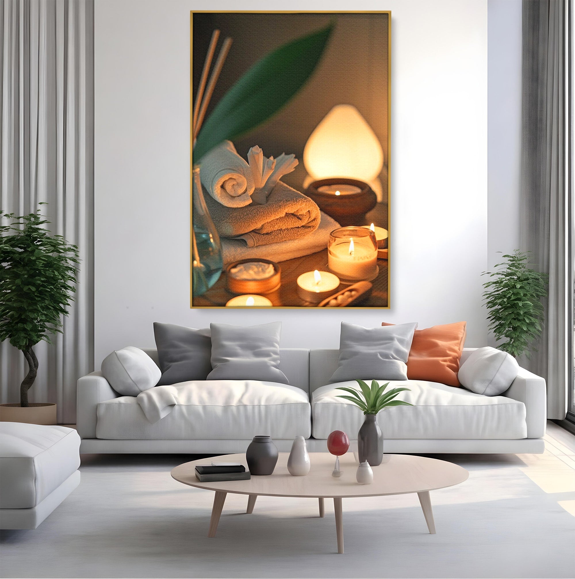 Tablou Canvas Premium LuxCanva® PI1276, Relaxare Spa, Salon, Lumanari, Relaxare, Wellness, Dormitor, Culori Vibrante
