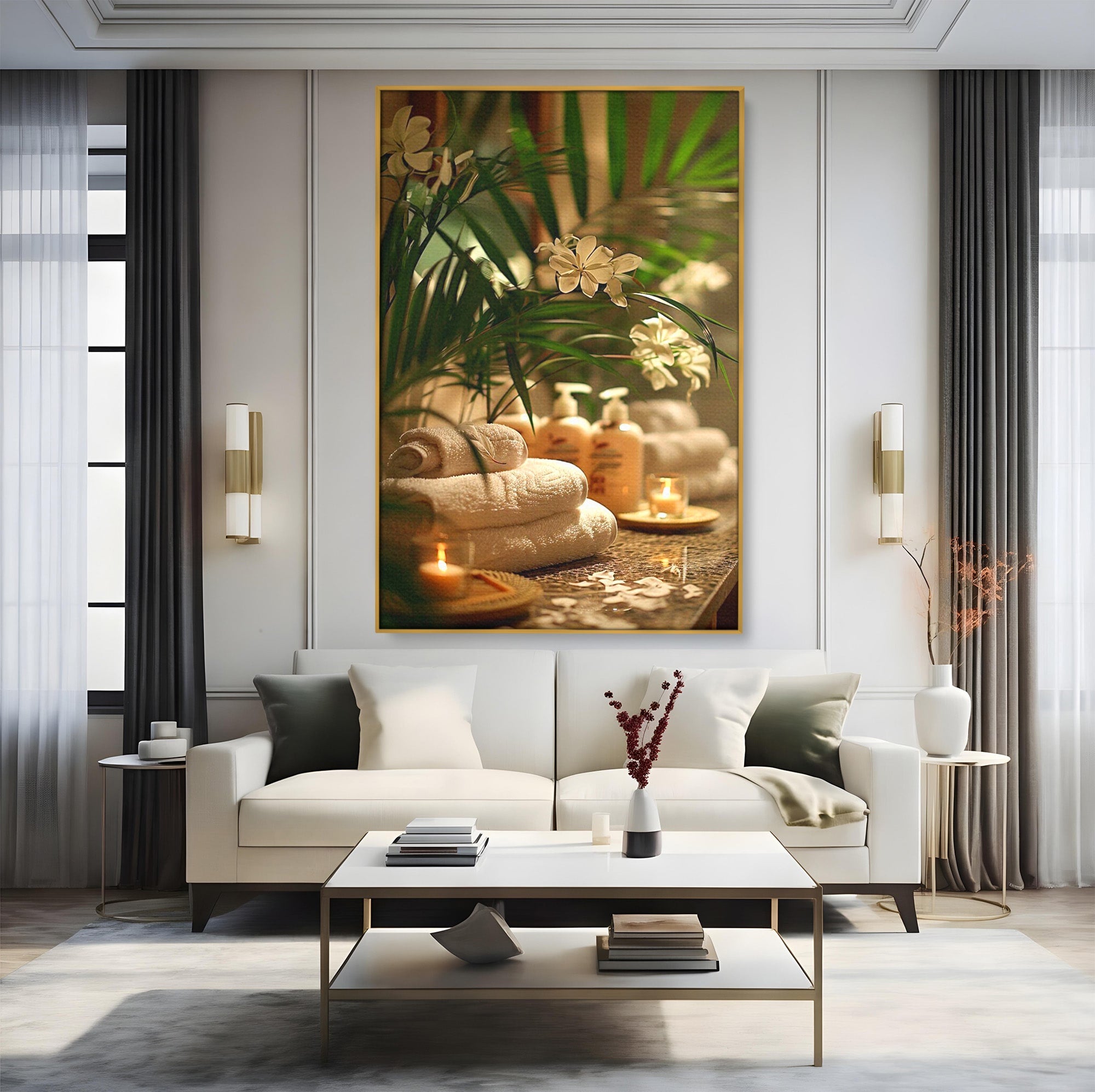 Tablou Canvas Premium LuxCanva® PI1278, Oaza De Relaxare, Spa, Meditatie, Natura, Baie, Calm, Culori Vibrante