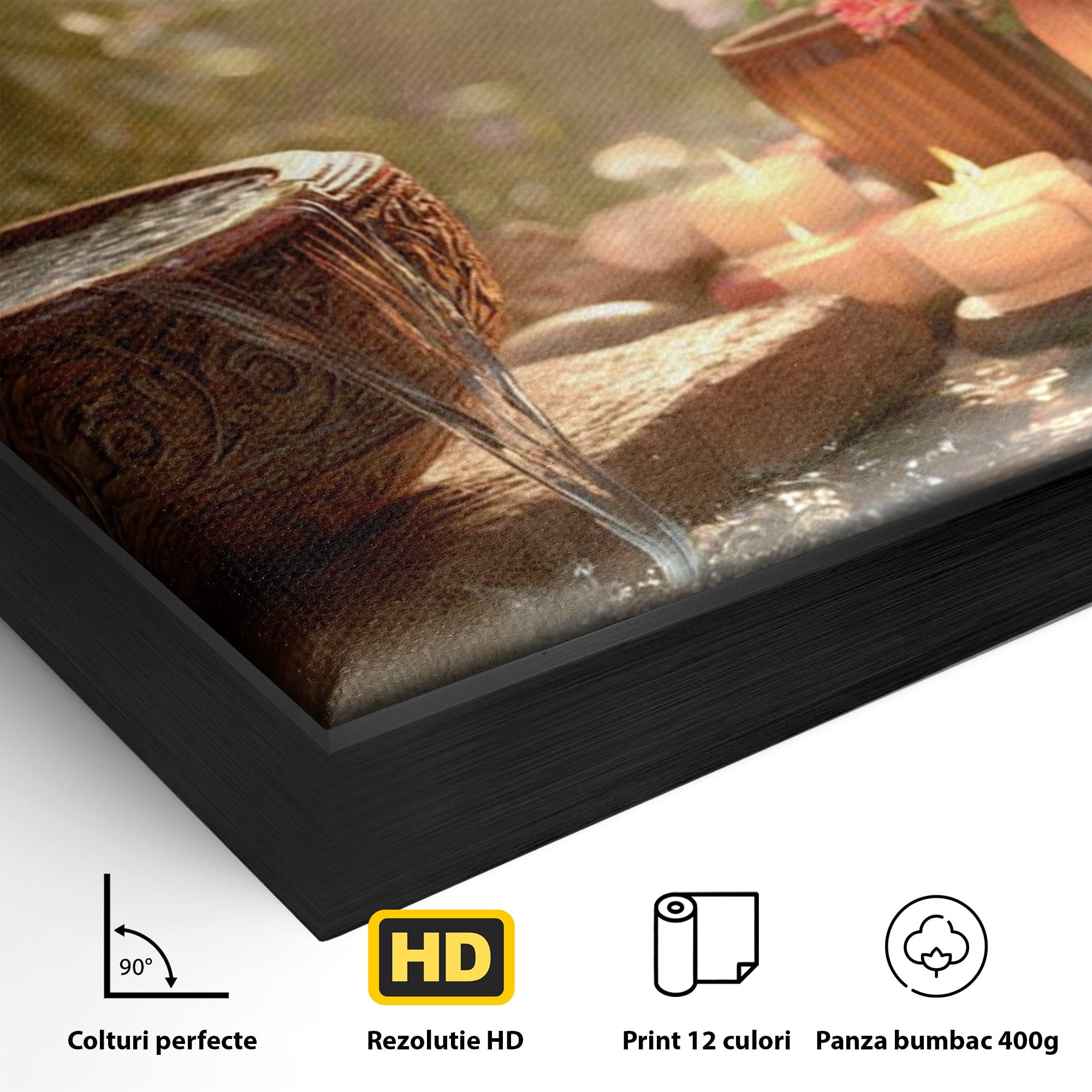 Tablou Canvas Premium LuxCanva® PI1279, Rasarit In Gradina Zen, Oaza, Relaxare, Flori, Spa, Dormitor, Baie, Culori Vibrante