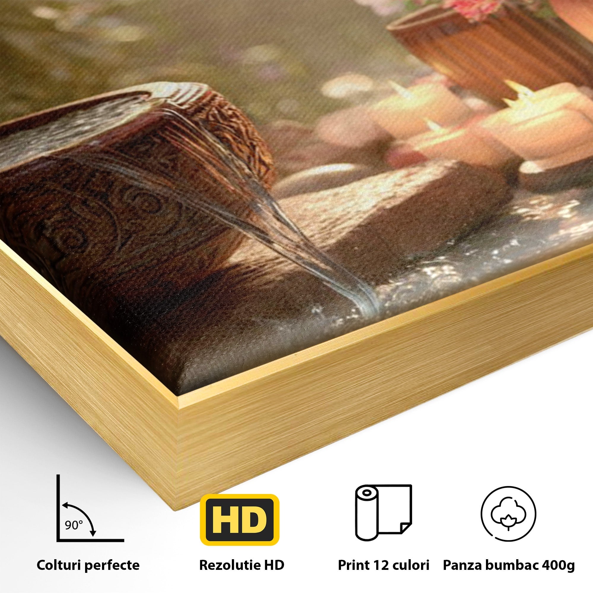 Tablou Canvas Premium LuxCanva® PI1279, Rasarit In Gradina Zen, Oaza, Relaxare, Flori, Spa, Dormitor, Baie, Culori Vibrante