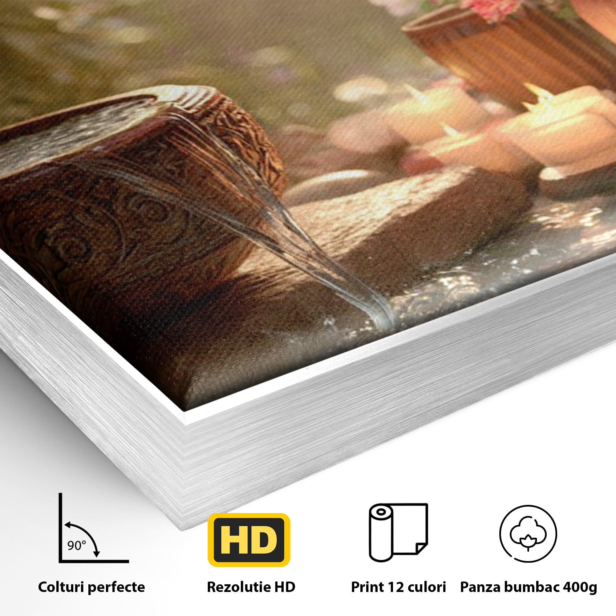 Tablou Canvas Premium LuxCanva® PI1279, Rasarit In Gradina Zen, Oaza, Relaxare, Flori, Spa, Dormitor, Baie, Culori Vibrante