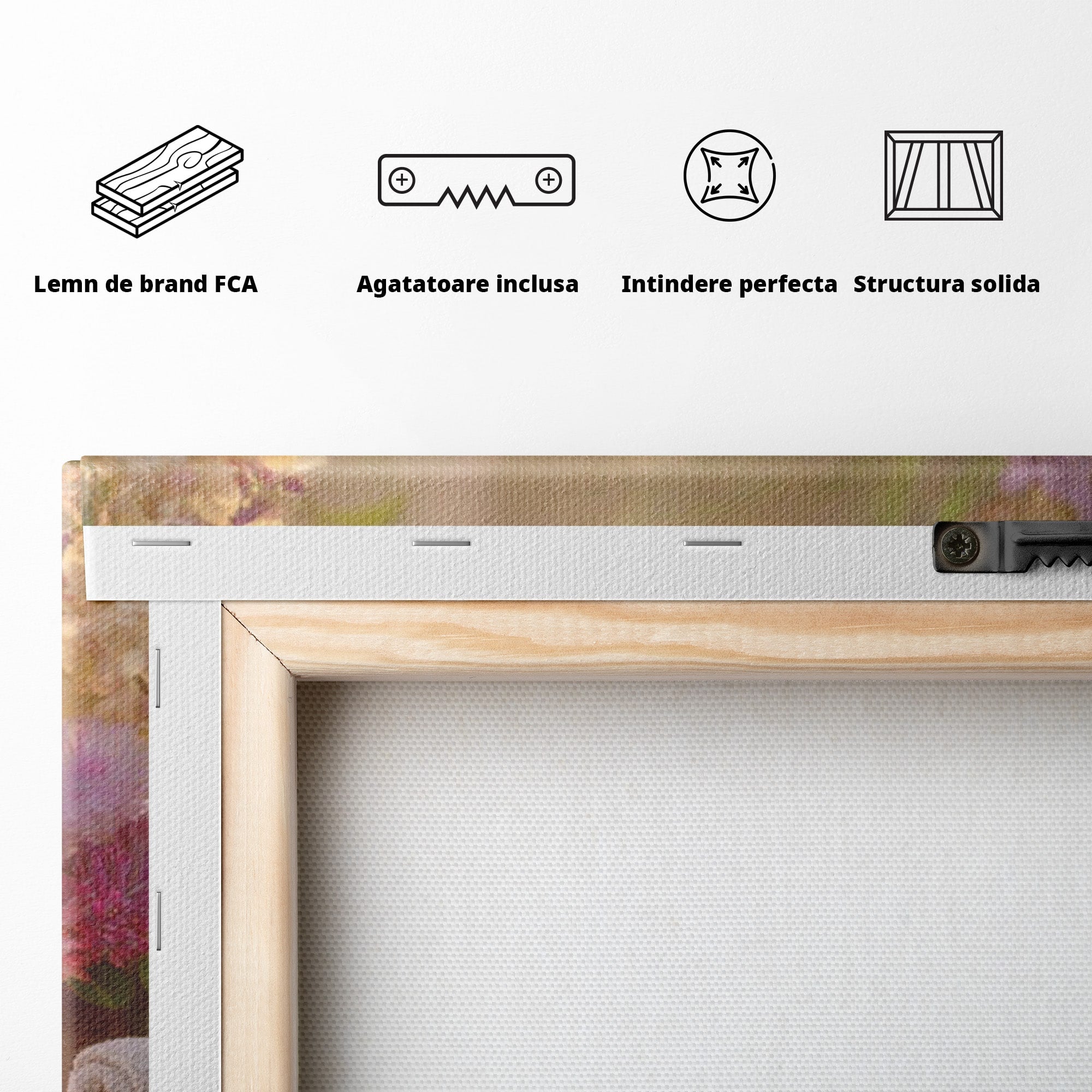 Tablou Canvas Premium LuxCanva® PI1279, Rasarit In Gradina Zen, Oaza, Relaxare, Flori, Spa, Dormitor, Baie, Culori Vibrante