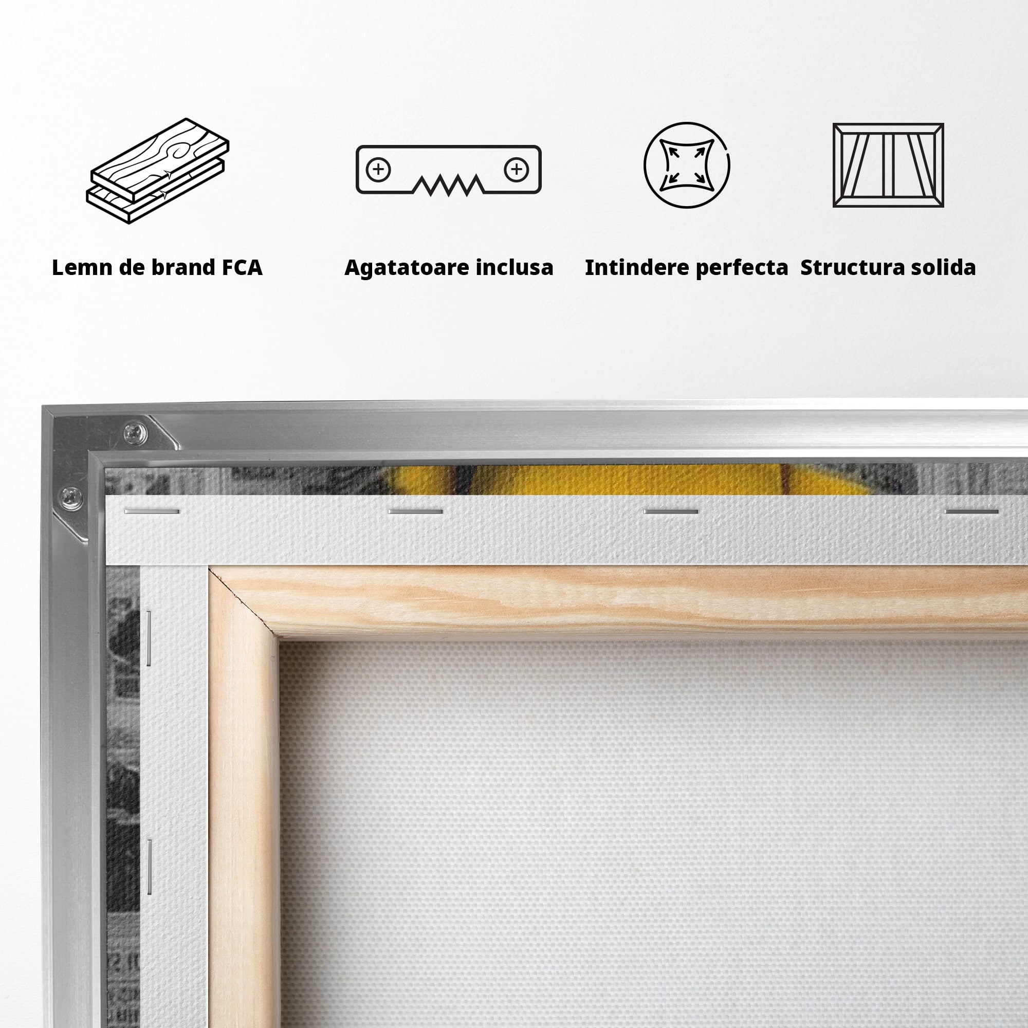Tablou Canvas Premium LuxCanva® PI1280, Femeie Citind Ziarul, Galben, Scaun, Moda, Retro, Living, Culori Vibrante