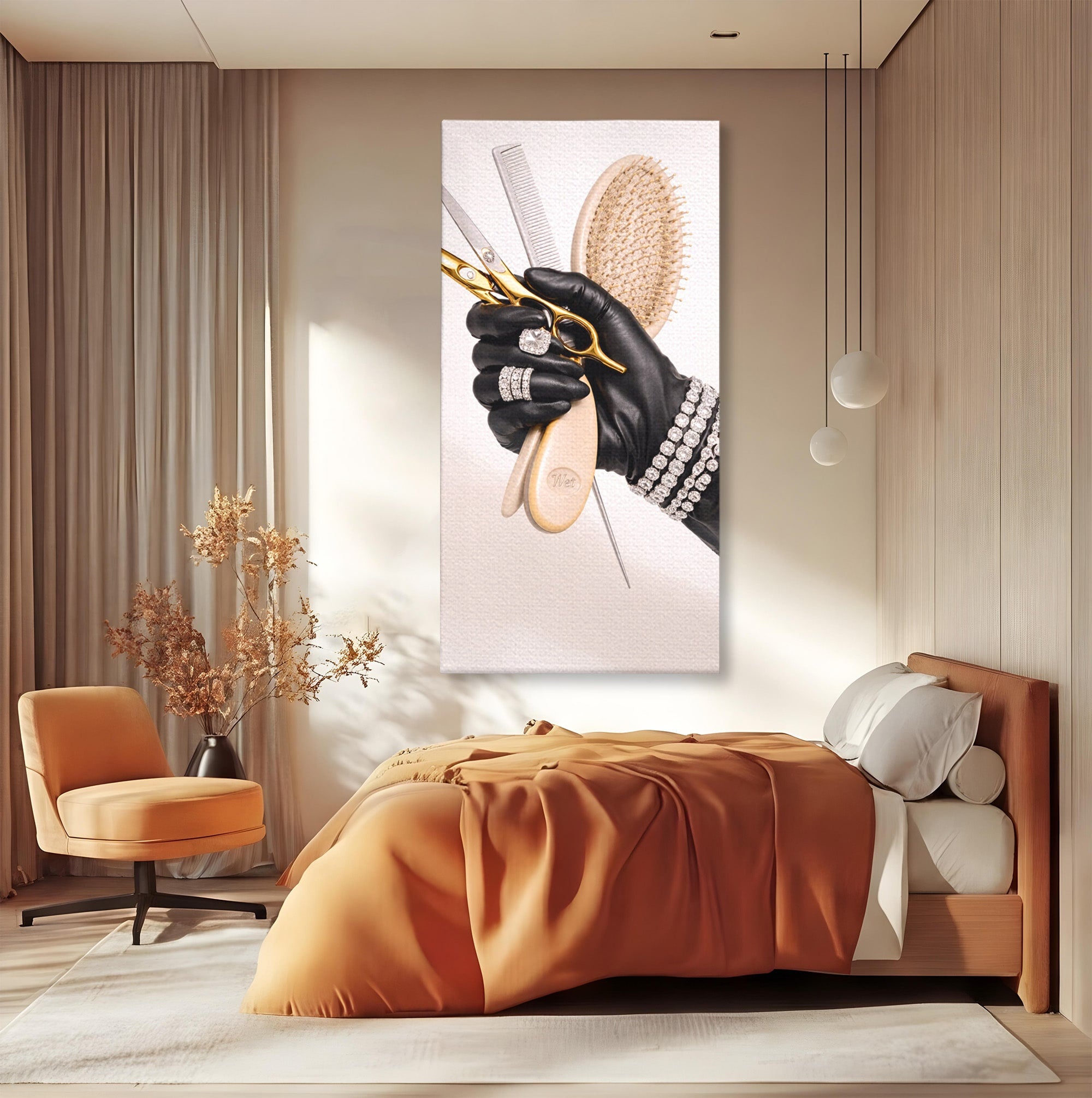 Tablou Canvas Premium LuxCanva® PI1281, Eleganta Coaforului, Perie, Eleganta, Bijuterii, Glamour, Birou, Culori Vibrante