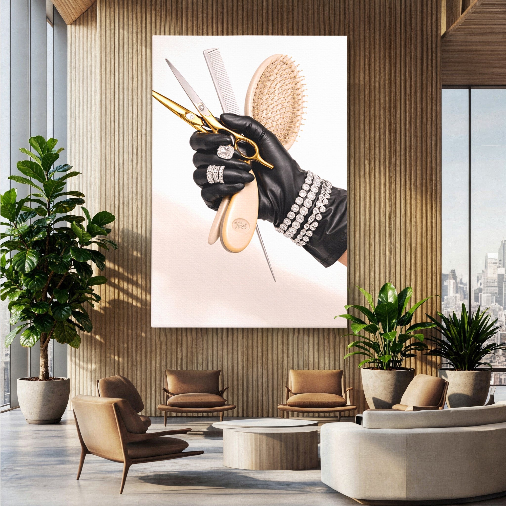 Tablou Canvas Premium LuxCanva® PI1281, Eleganta Coaforului, Perie, Eleganta, Bijuterii, Glamour, Birou, Culori Vibrante