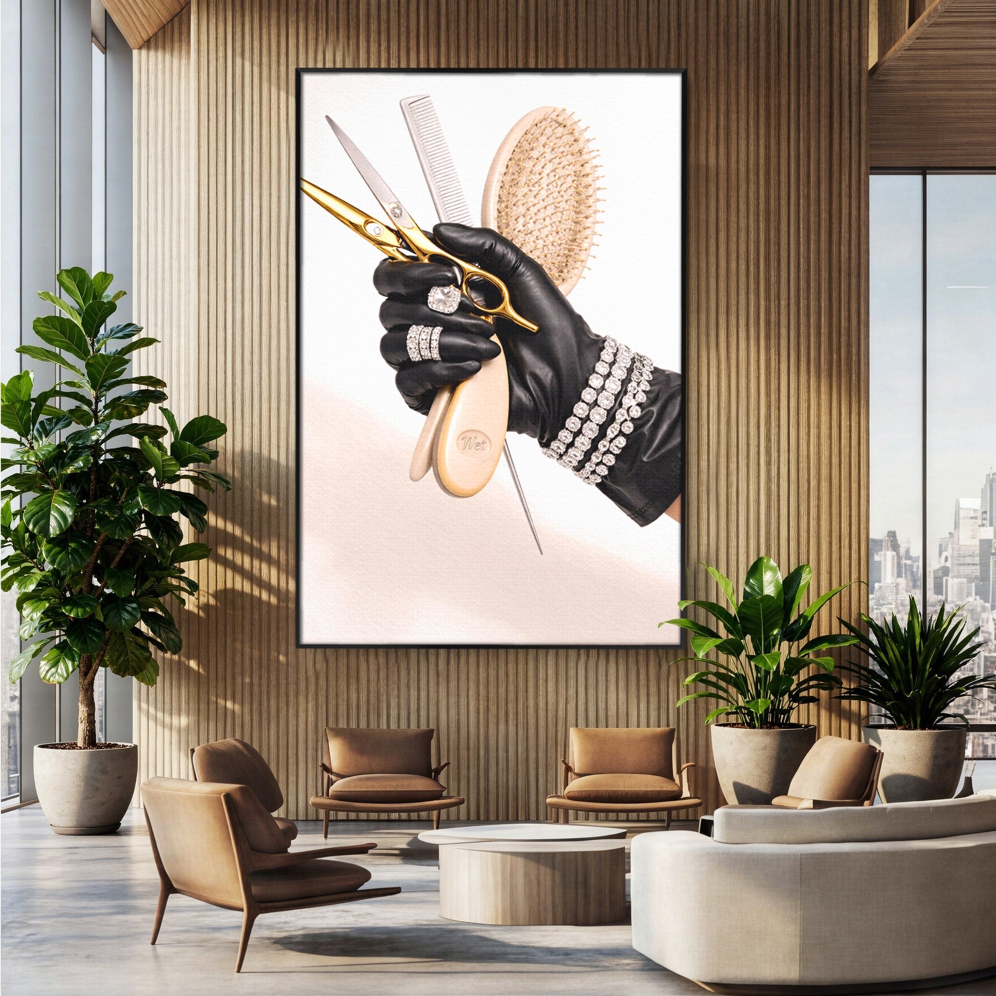 Tablou Canvas Premium LuxCanva® PI1281, Eleganta Coaforului, Perie, Eleganta, Bijuterii, Glamour, Birou, Culori Vibrante