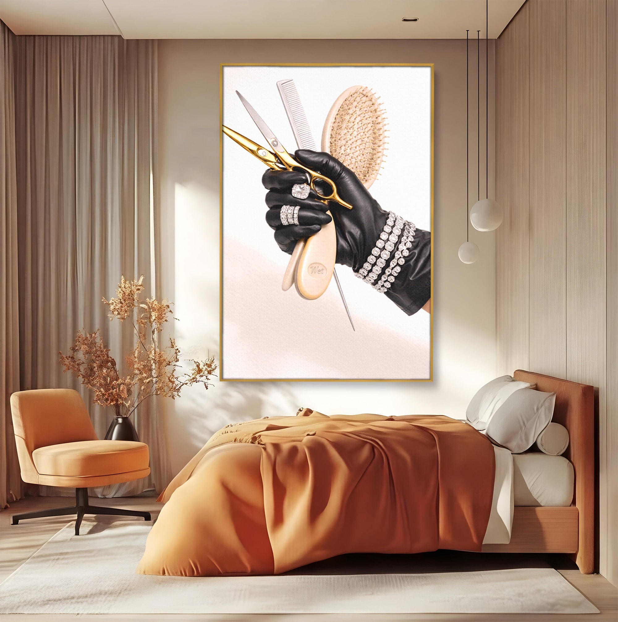 Tablou Canvas Premium LuxCanva® PI1281, Eleganta Coaforului, Perie, Eleganta, Bijuterii, Glamour, Birou, Culori Vibrante